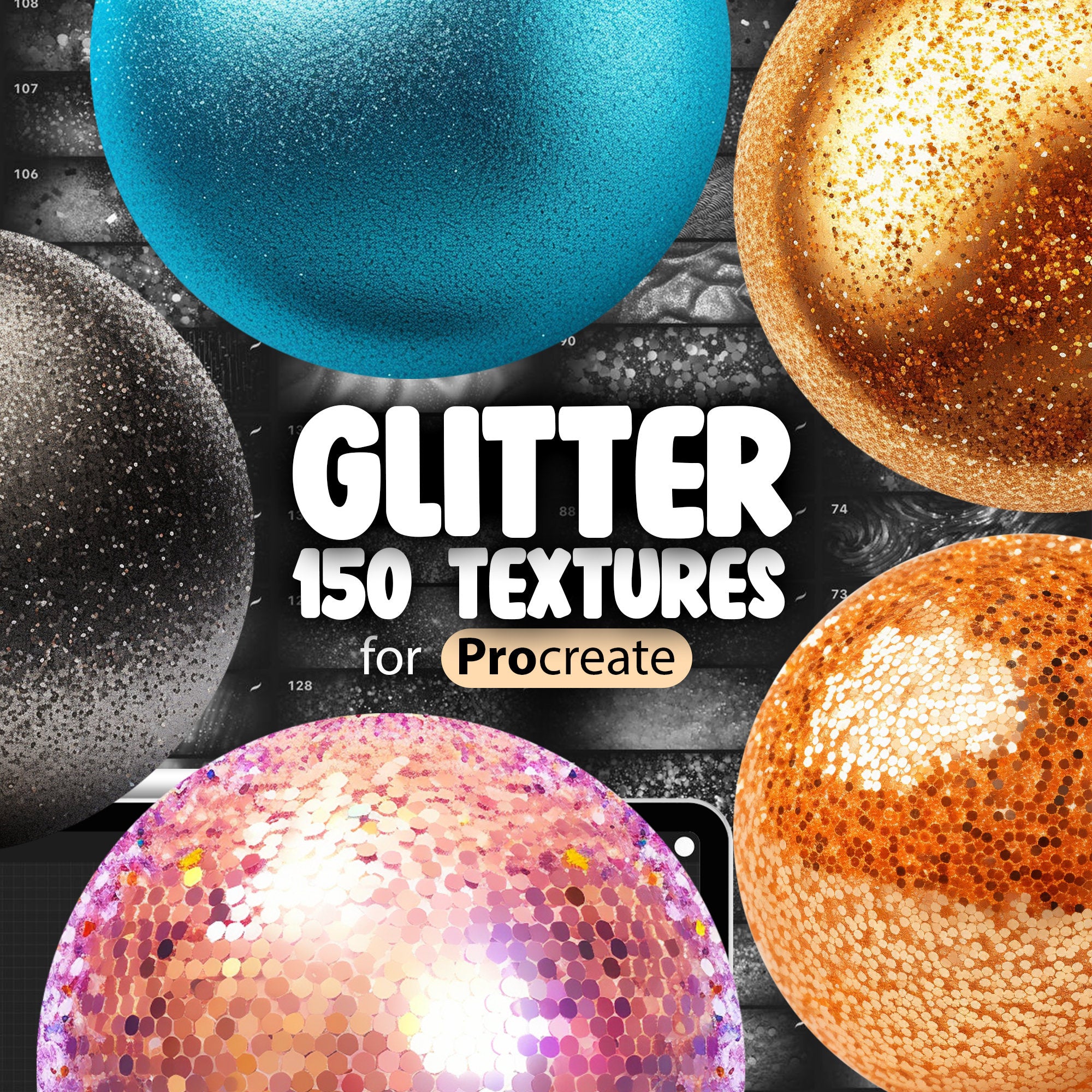 150 Procreate Glitter Texture Brushes