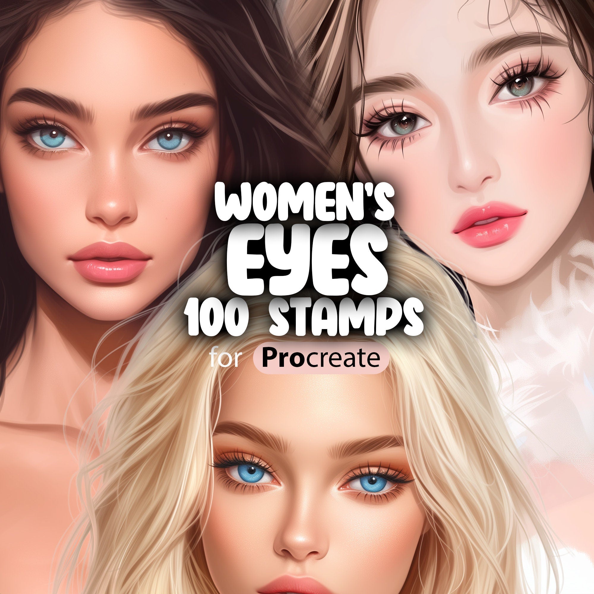 100 Procreate Women's Eyes Stamp Brushes