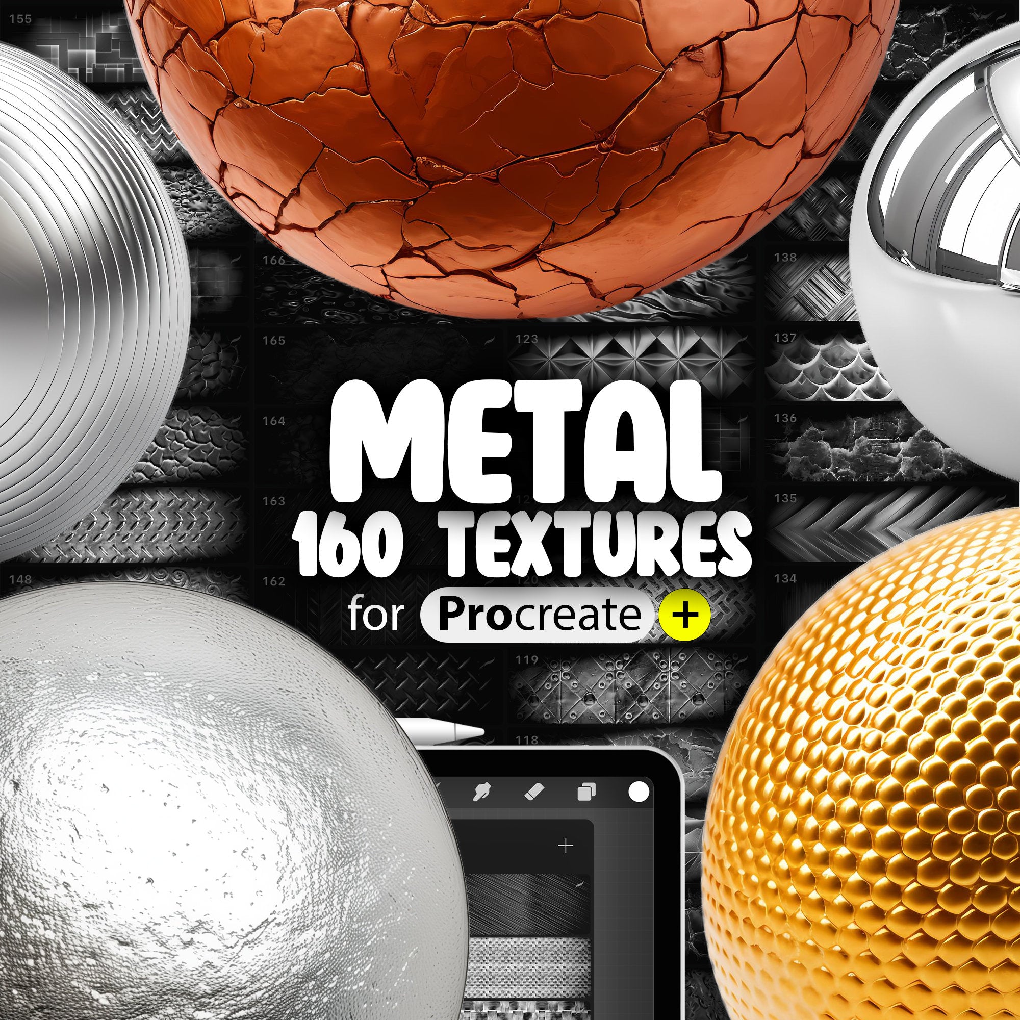 160 Procreate Metal Texture, Metallic Procreate Texture Seamless Brushes, Procreate Iron Brush, Procreate Rustic Metal, Procreate Gold