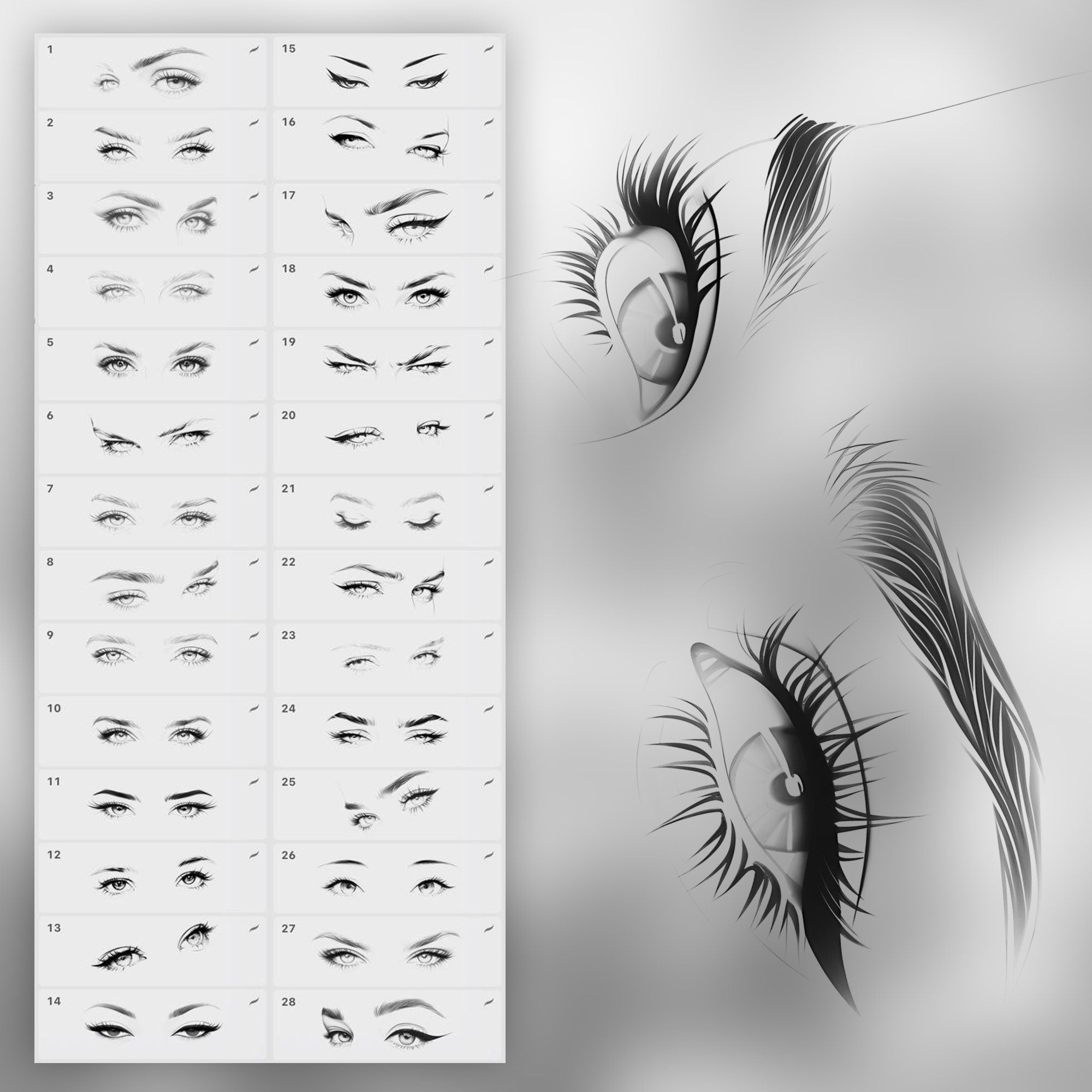 100 Procreate Women's Eyes Stamp Brushes