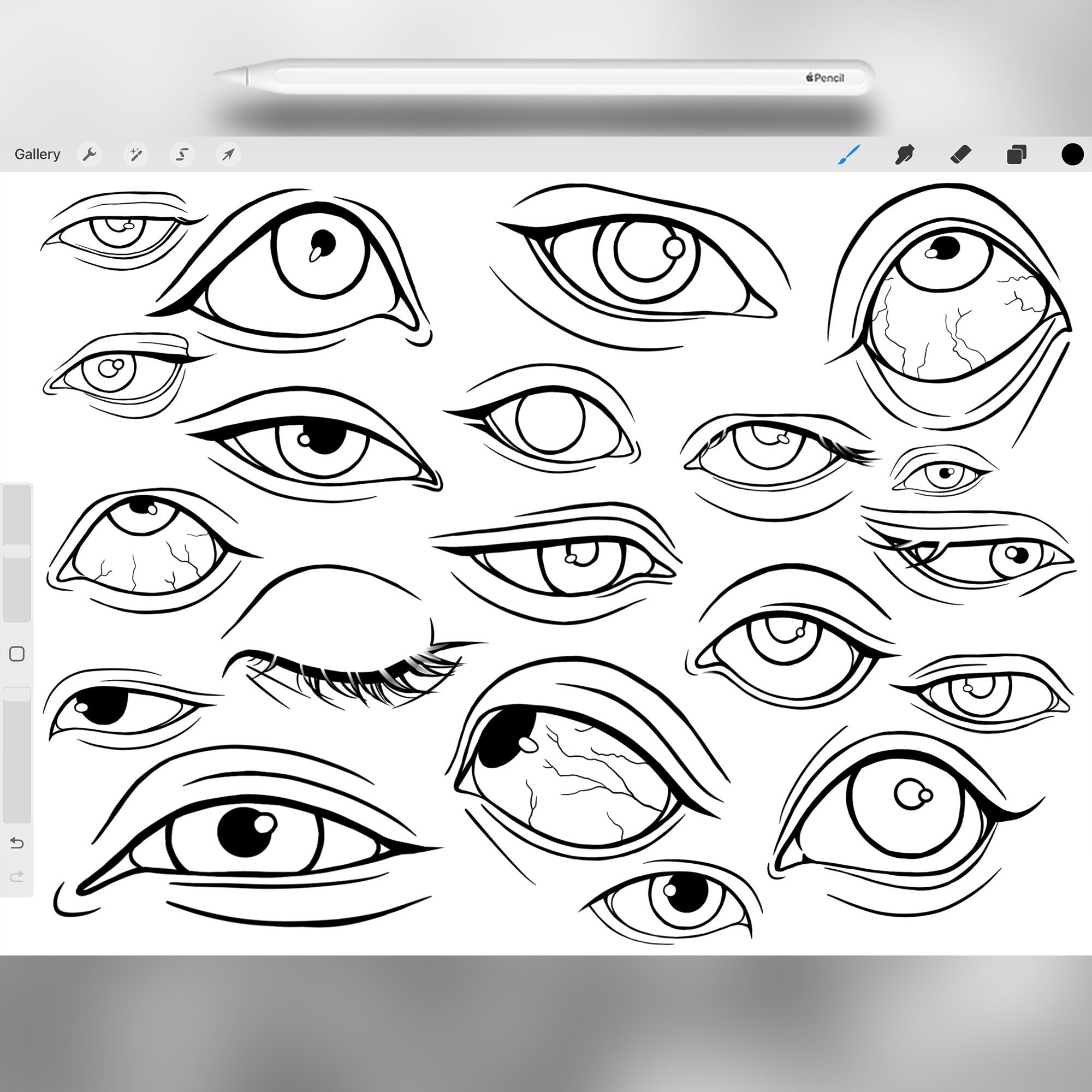 100 Procreate Eyes Stamp Brushes