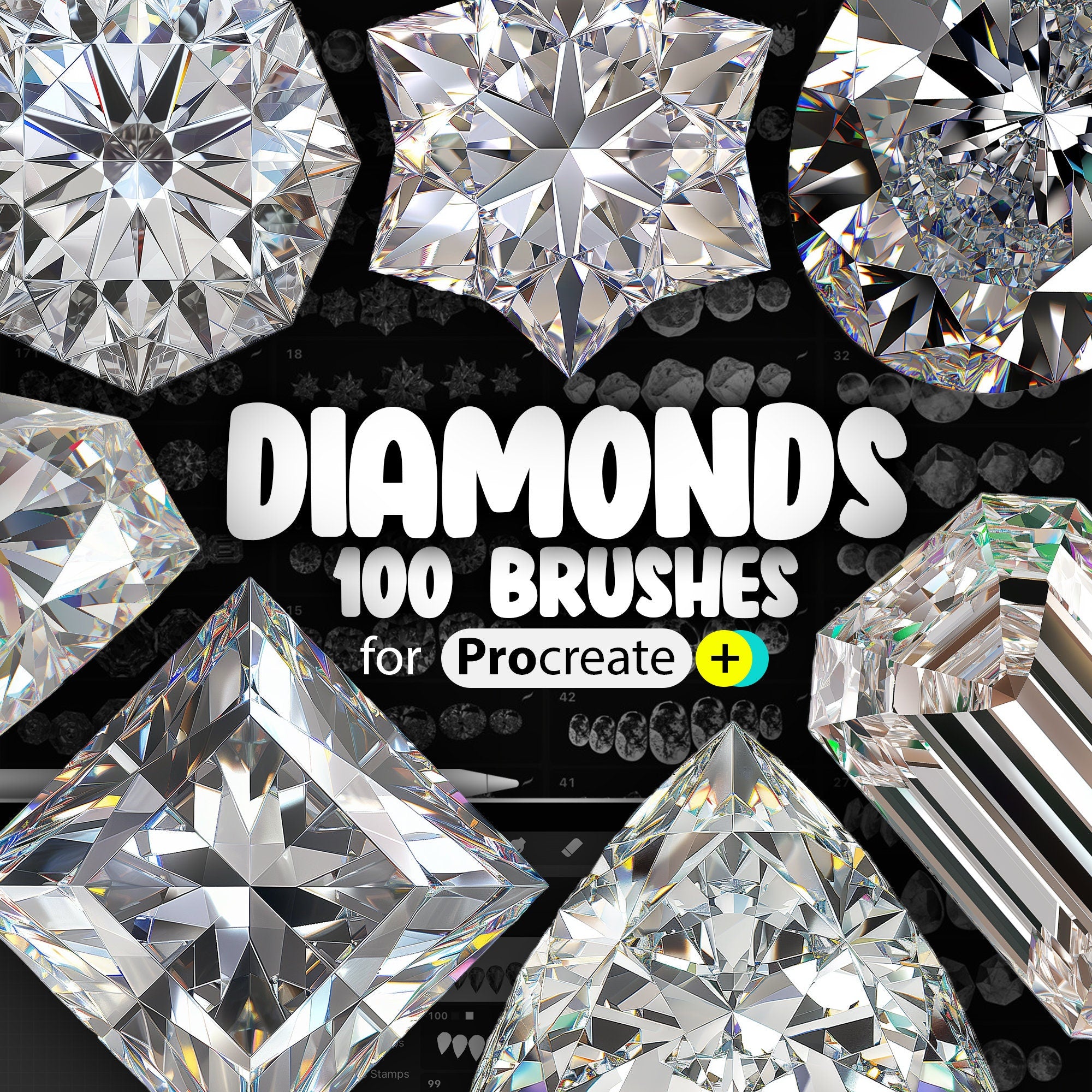 100 Diamonds 2D Brushes for Procreate