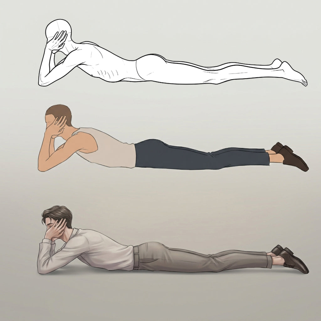 23 Procreate Male Fashion Lying Croquis Poses Stamps Brushes