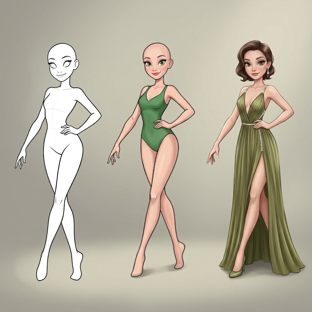 21 Procreate Cartoon Girls Poses Stamp Brushes