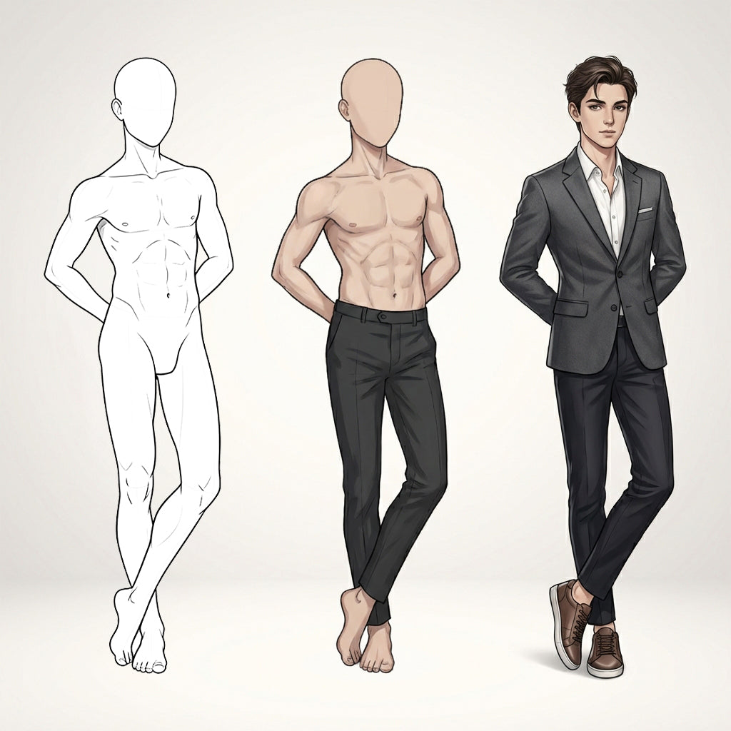 26 Procreate Teen Boys Croquis Poses Part-1 Stamps Brushes