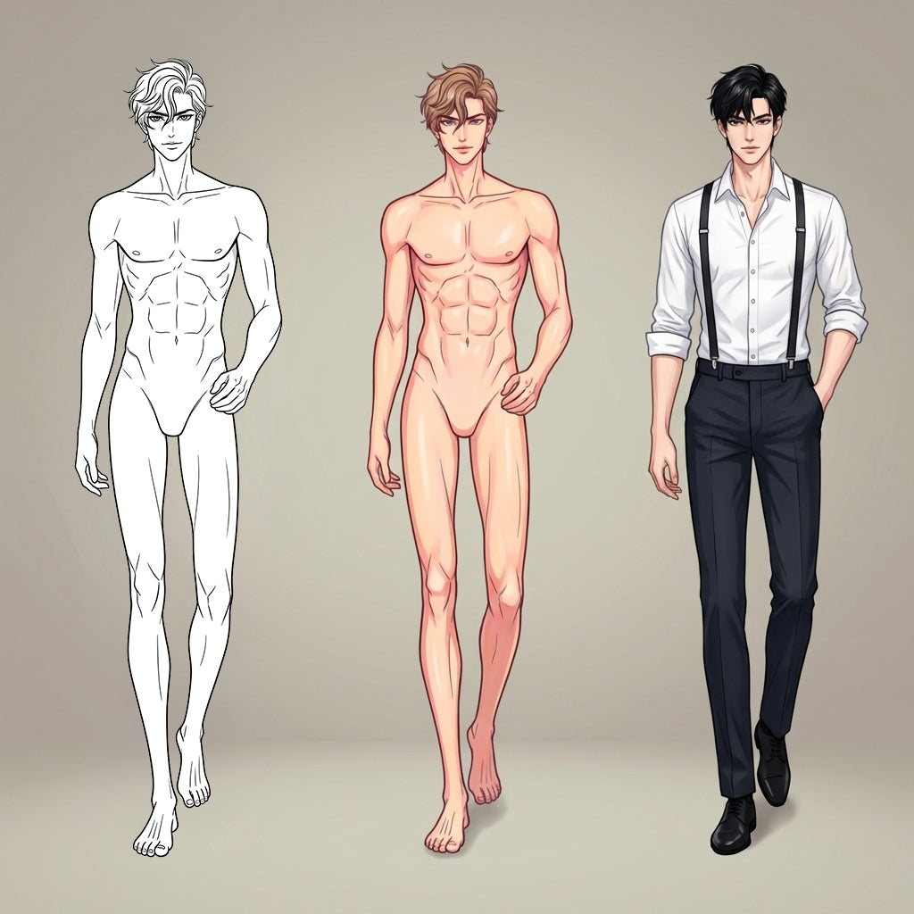 25 Procreate Manhwa Men Character Poses Stamps Brushes