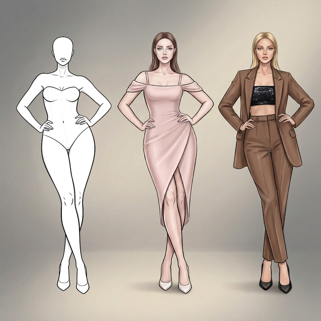 16 Procreate Female Fashion Poses Stamp Brushes