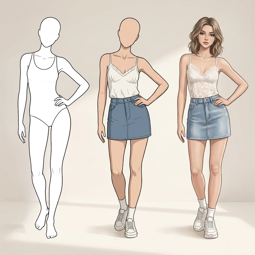 25 Procreate Teen Girls Croquis Poses Part-2 Stamps Brushes