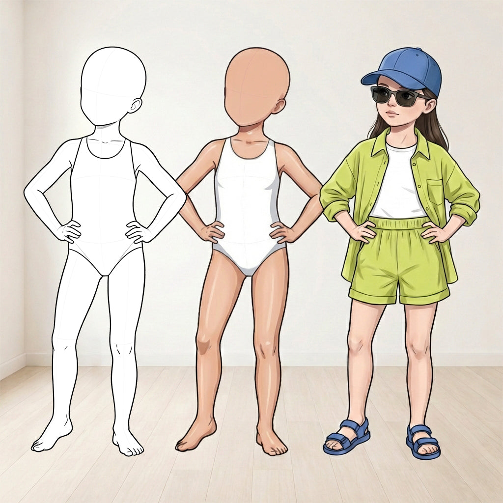 25 Procreate Kids Croquis Poses Part-2 Stamps Brushes