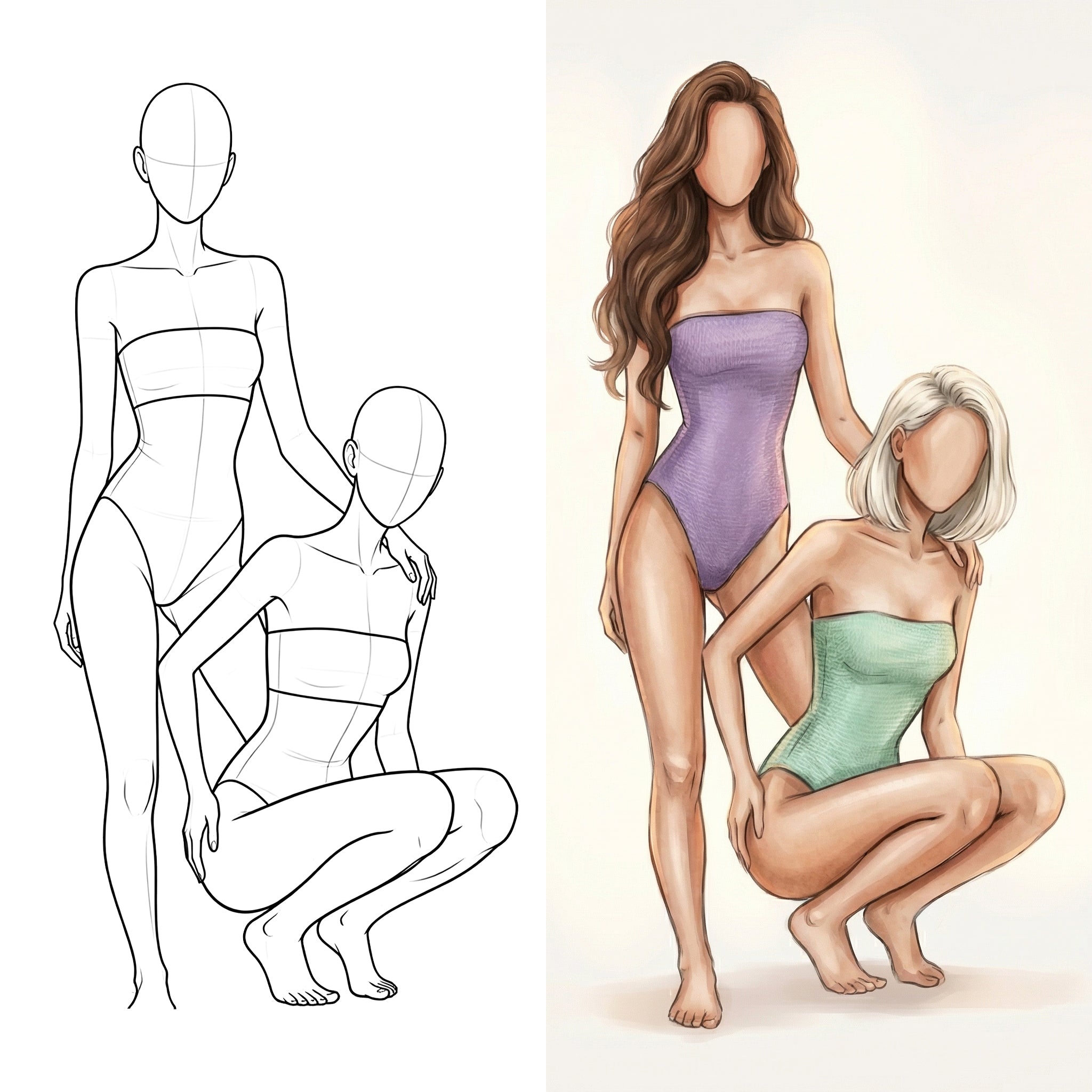 30 Procreate Girls Couple Poses Stamp Brushes