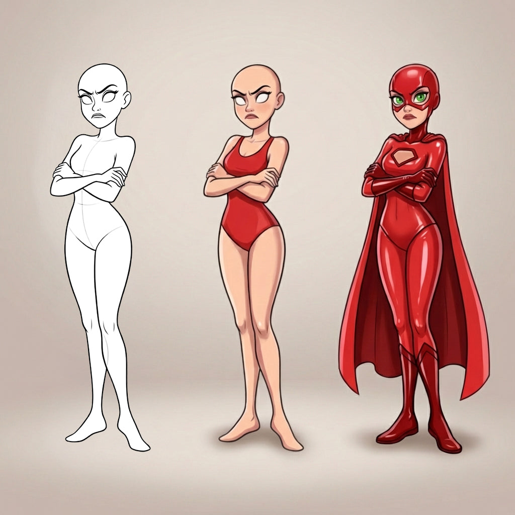 25 Procreate Cartoon Girls Poses Stamp Brushes