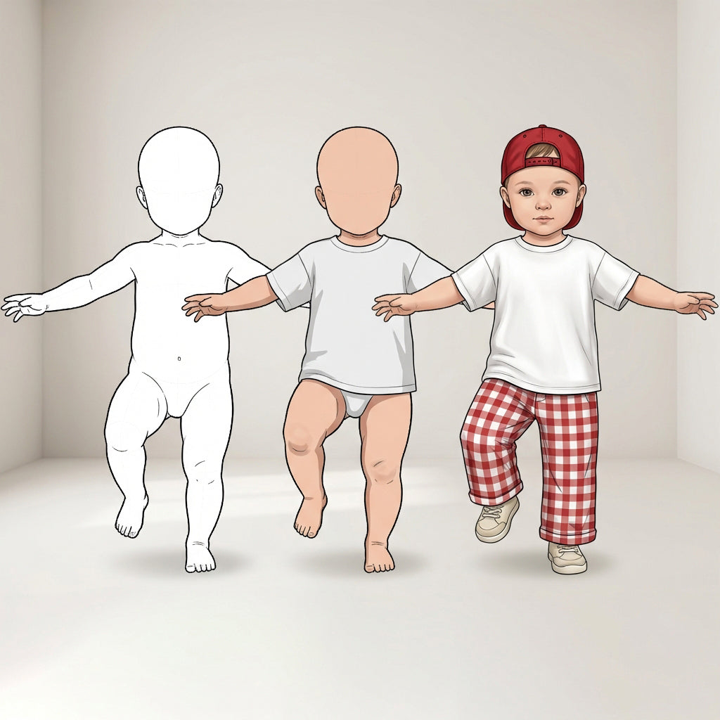 20 Procreate Toddler Croquis Poses Part -1 Stamps Brushes