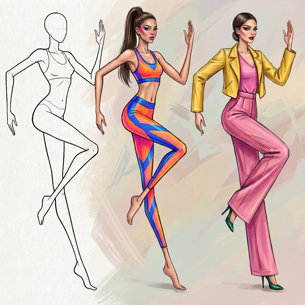 20 Procreate Running Fashion Croquis Poses Stamp Brushes