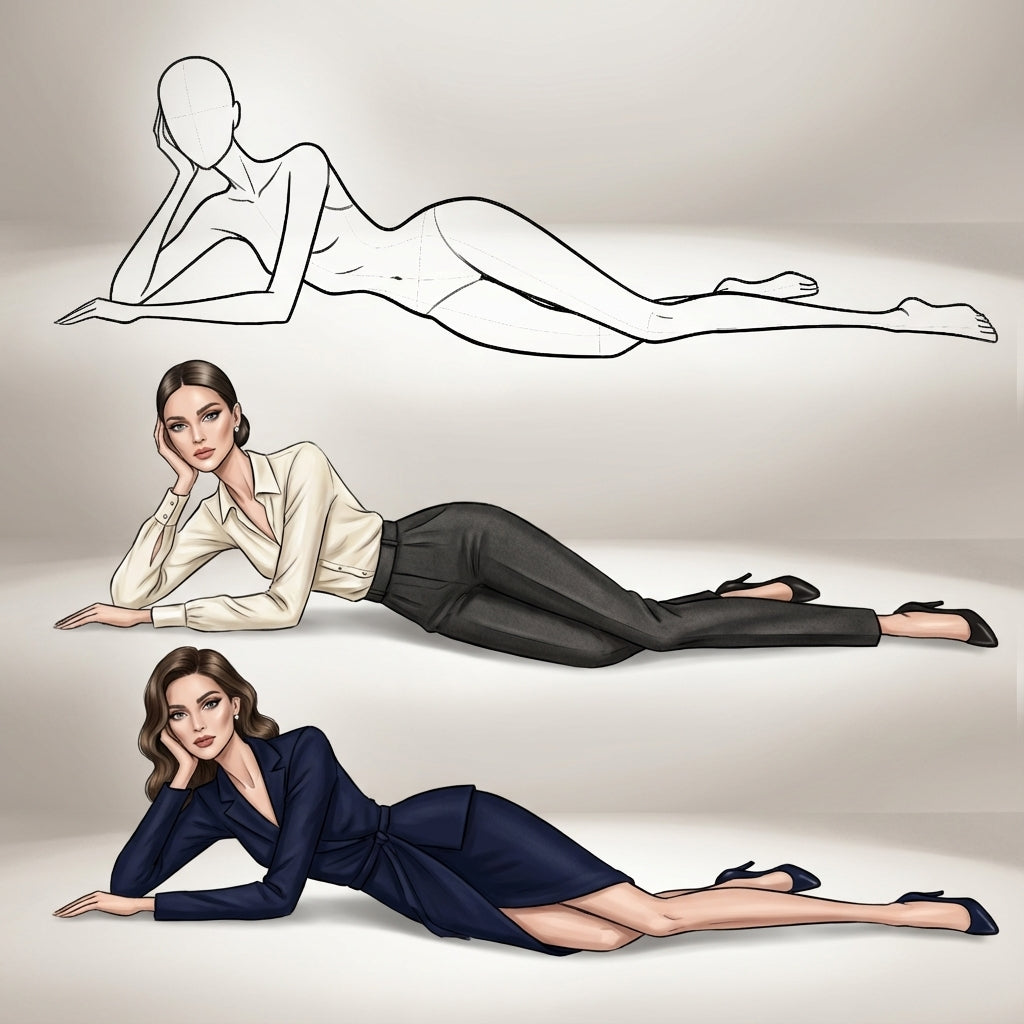 23 Procreate Lying Fashion Croquis Poses Stamp Brushes