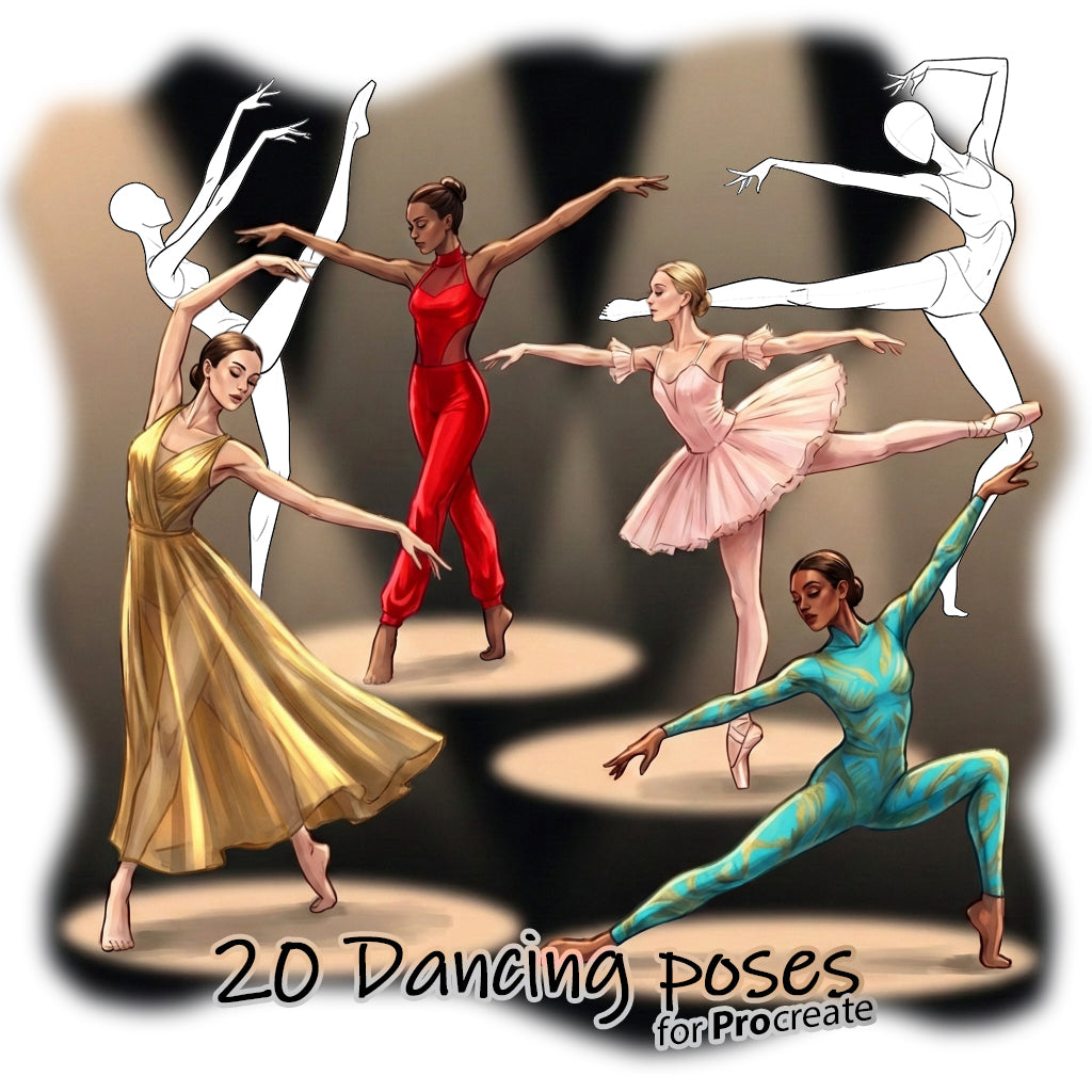 20 Procreate Dancing Croquis Poses Stamp Brushes