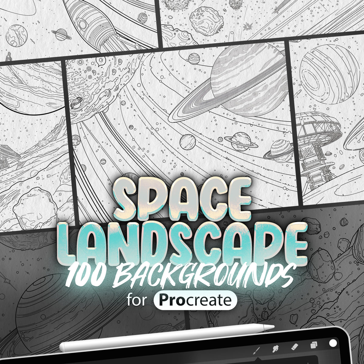 Space Pro Create 100 Procreate Space Backgrounds, Procreate Cosmos Stamps, Procreate Ce ...