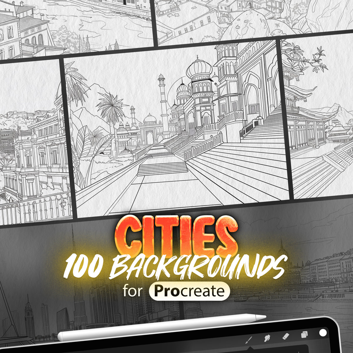 100 Procreate Cities Backgrounds Brushes – ProCreativeBreeze