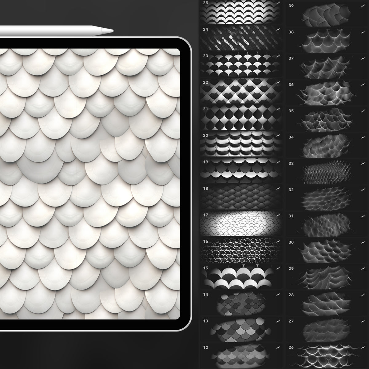 120 Procreate Scale Texture Brushes – ProCreativeBreeze