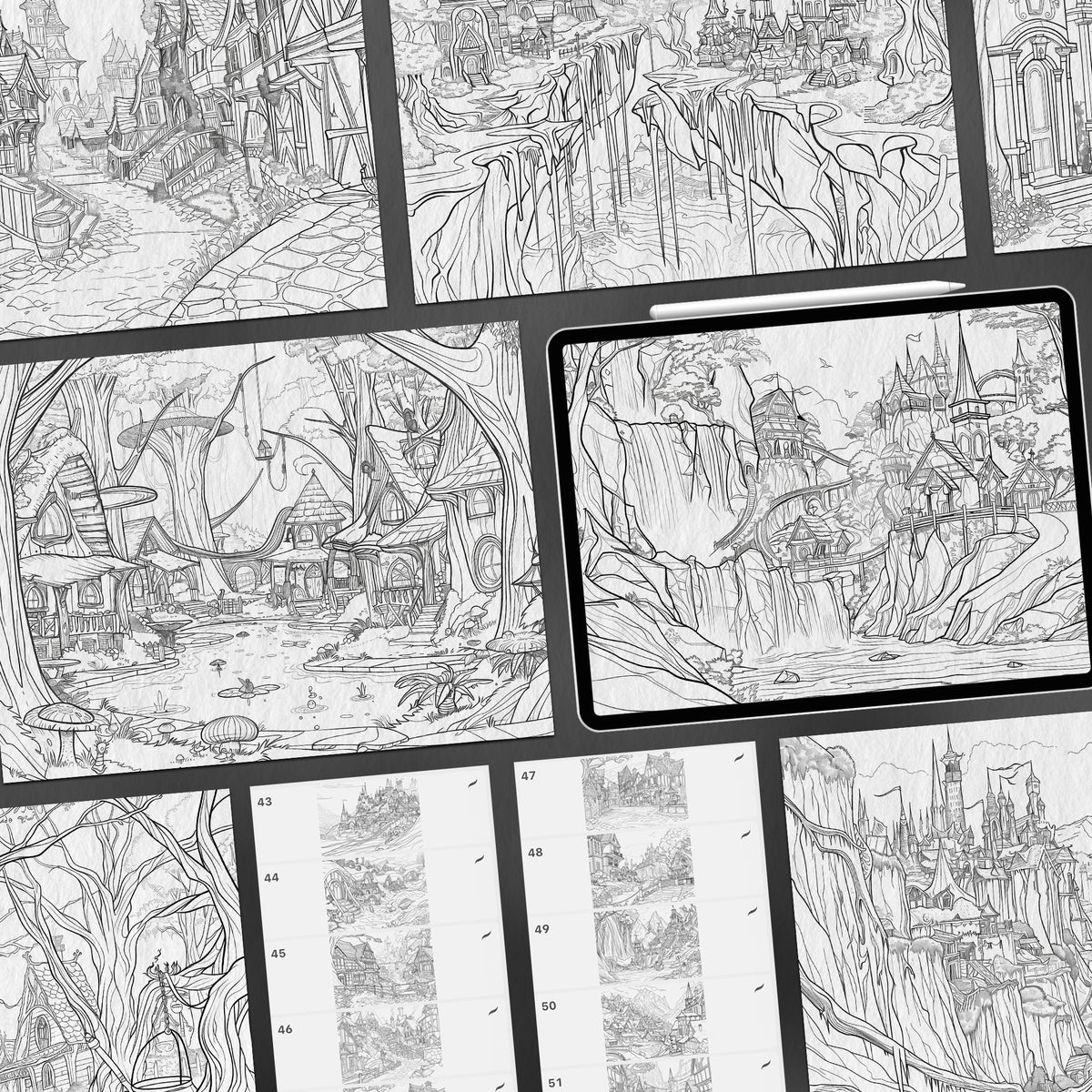 100 Procreate Fantasy Village Backgrounds – ProCreativeBreeze