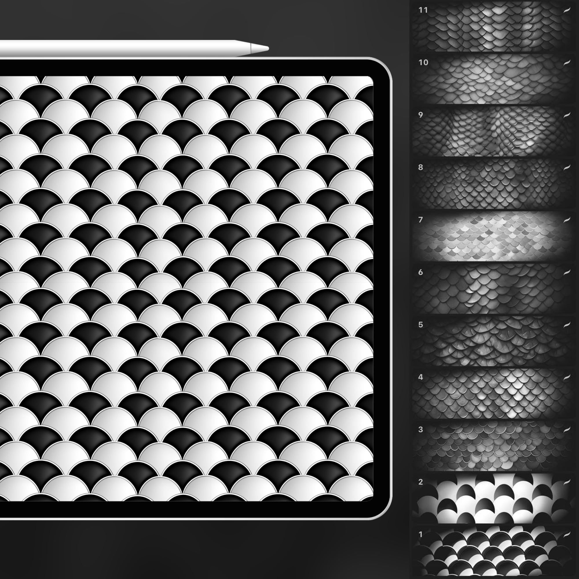 120 Procreate Scale Textures, Mermaid Scale Procreate Texture Seamless ...