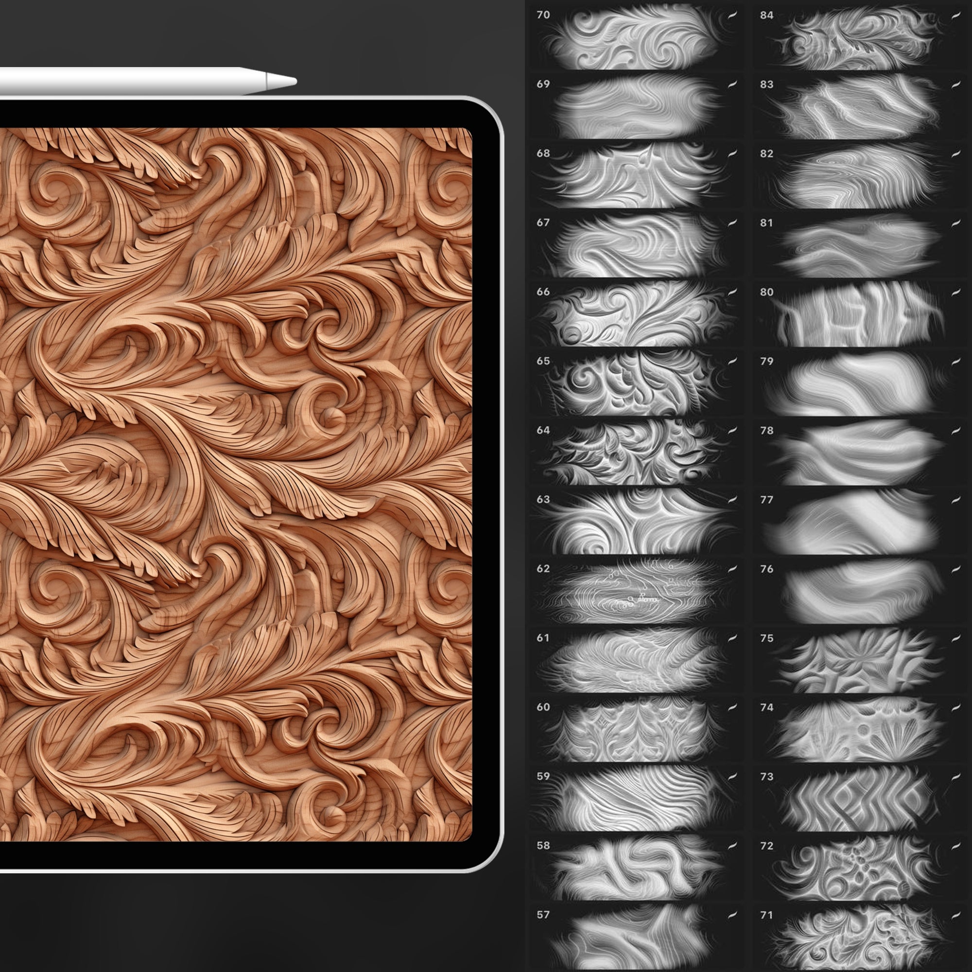 80 Procreate Carved Wood Textures