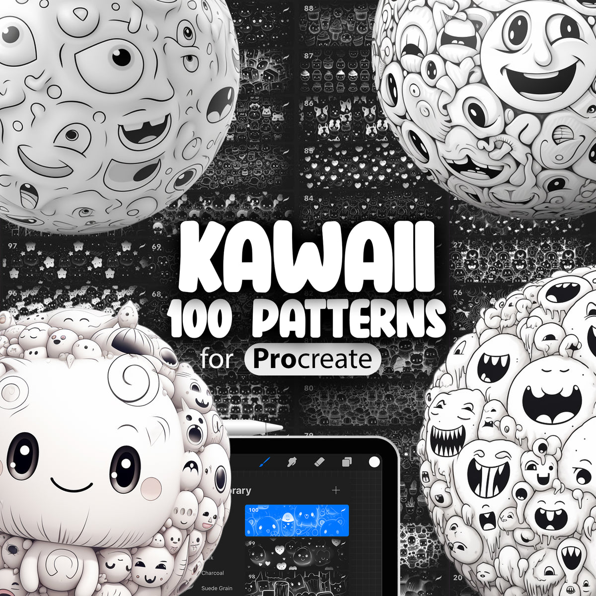 100 Procreate Kawaii Pattern Brushes – ProCreativeBreeze