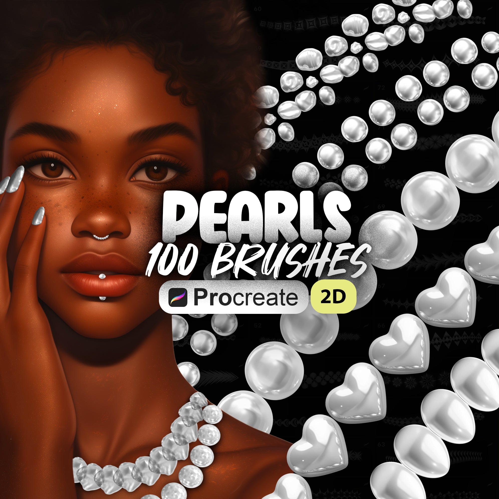 100 Procreate 2D Pearls Brushes | Pearl Necklace Brush Set | Procreate Pearls Jewelry Brush | Procreate Pearl Chain Brushes