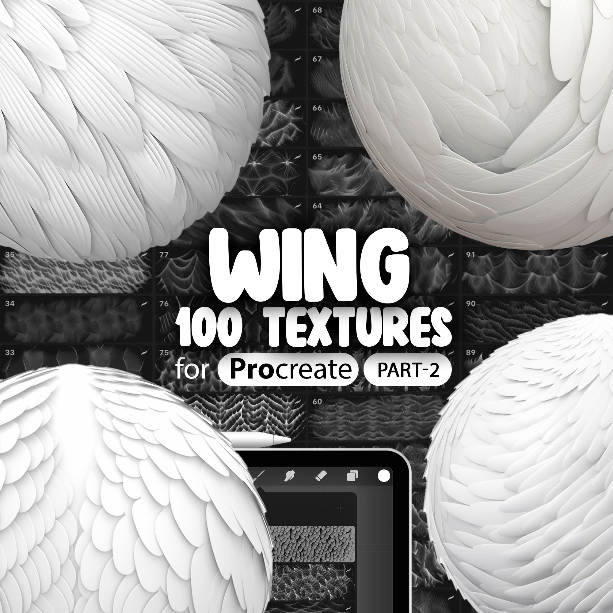 110 Procreate Wings Textures (Part-2), Procreate Feather Brush, Procreate Angel Wings Texture Brush, Owl Wings Brush