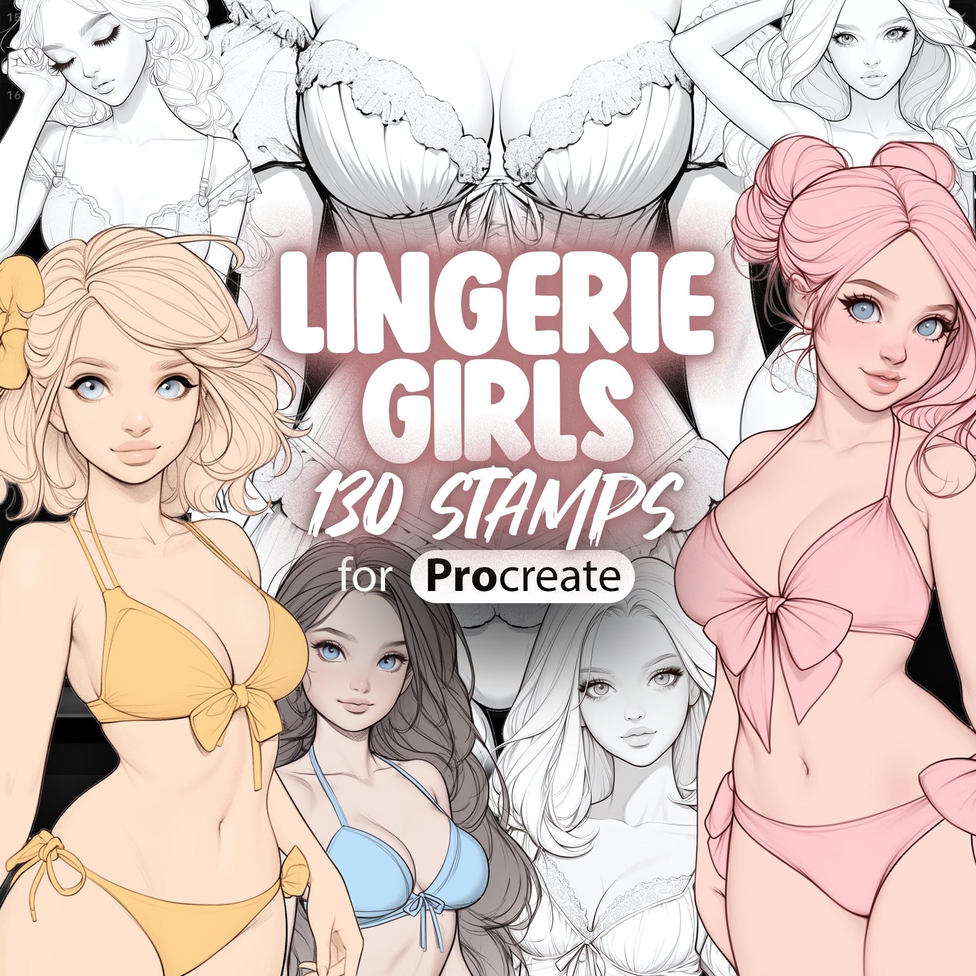 130 Procreate Lingerie Girls Stamps | Procreate Bikini Stamps | Procreate Sexy Girls | Procreate Sexy Women | Procreate Girl Bodies Stamps