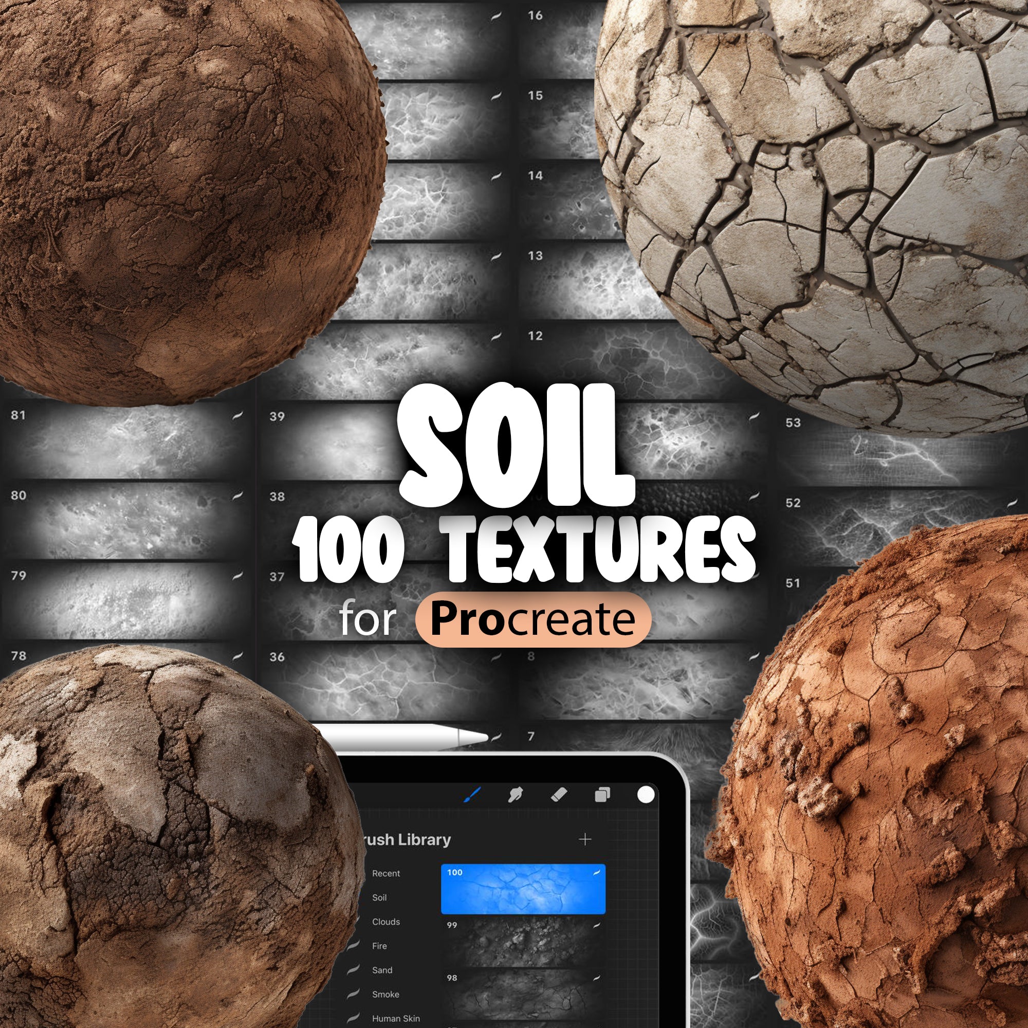 100 Procreate Soil Textures, Ground Procreate Texture Seamless Brushes, Land Procreate Brush, Earth Procreate Brush