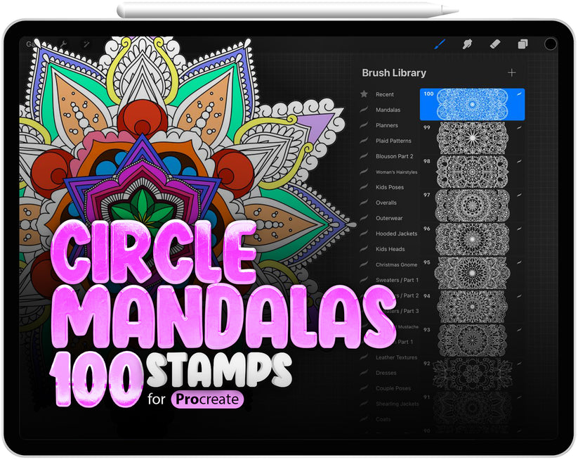 100 Procreate Circle Mandalas Stamp Brushes – ProCreativeBreeze