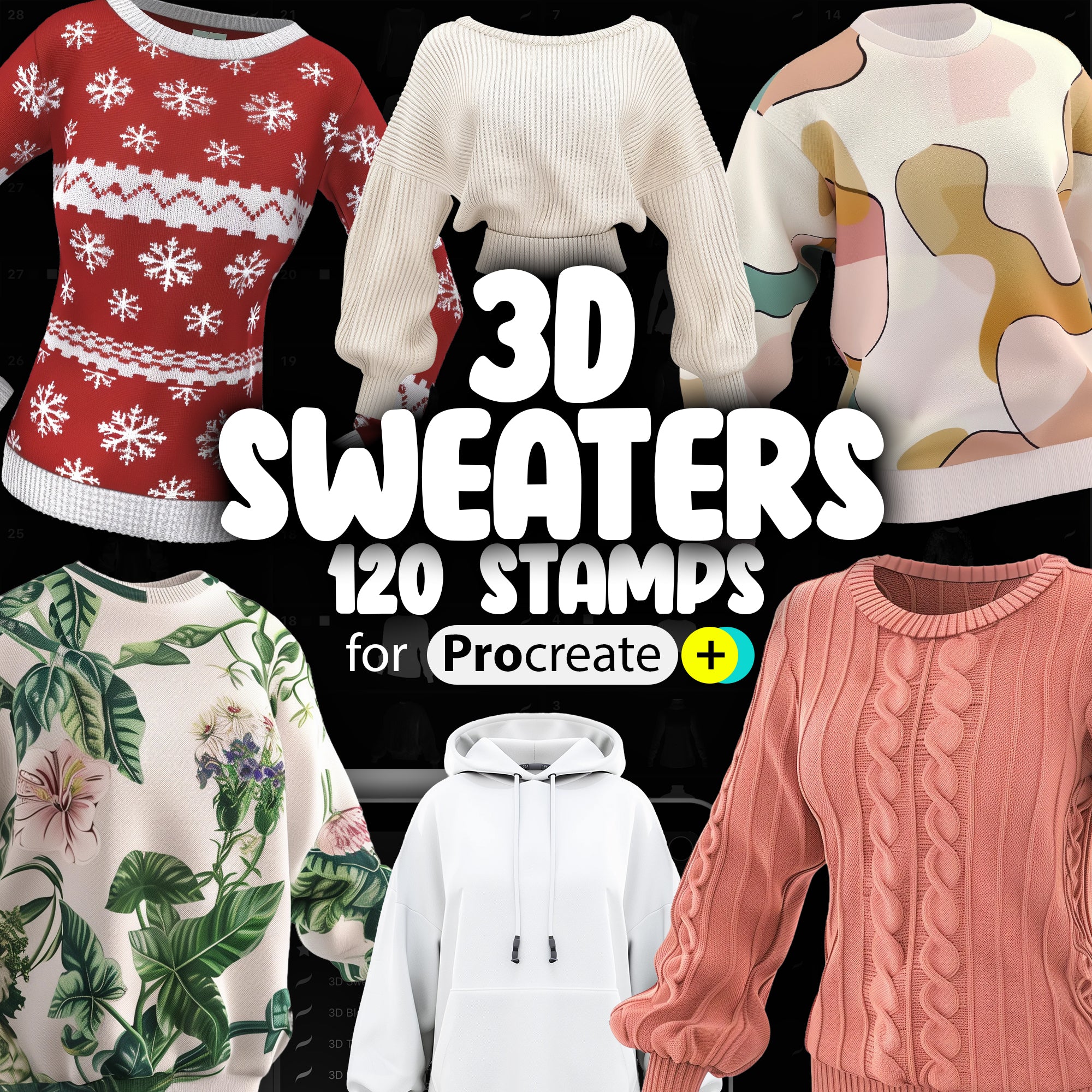 120 Procreate 3D Sweater Stamp Brushes | Procreate Clothes Stamps | Procreate Clothing Stamps | Procreate Fashion Stamps