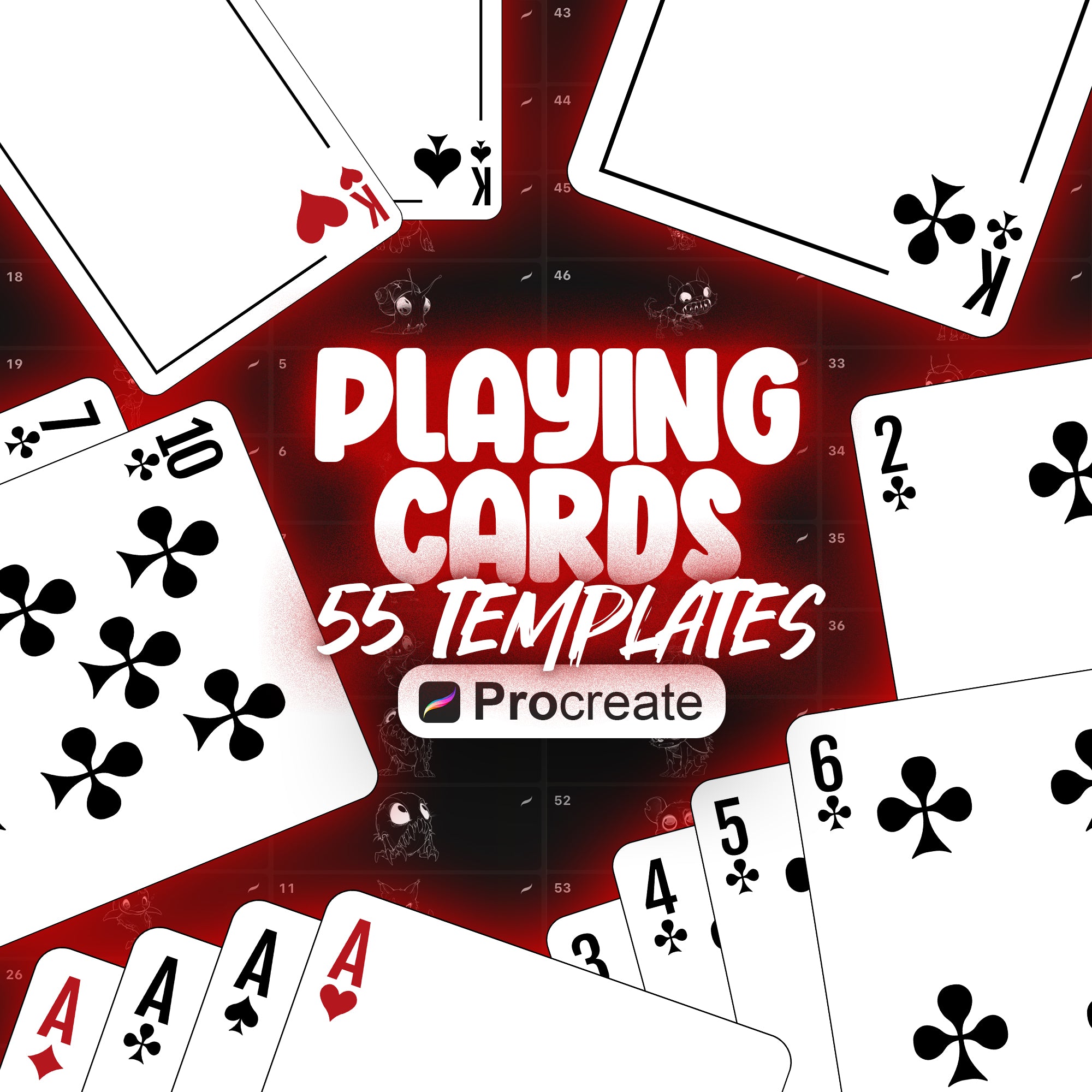 55 Procreate Playing Cards Templates | Procreate Poker Playing Cards Stamps | Casino Playing Cards Stamps | Procreate Game Cards Stamps