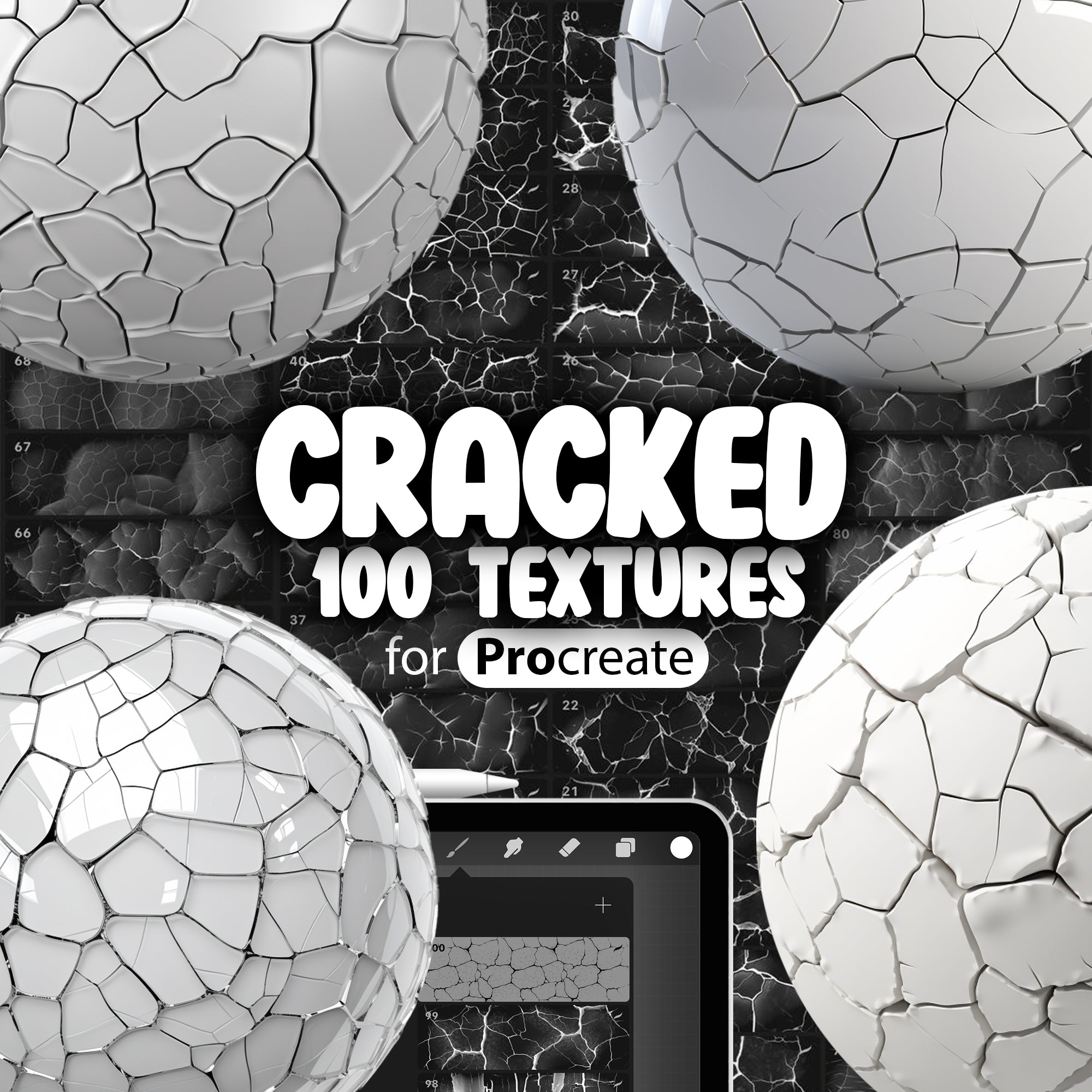 100 Procreate Cracked Textures,  Procreate Dry Earth Cracks Brush, Procreate Cracked Stone Brush, Procreate Cracked Ice Brush