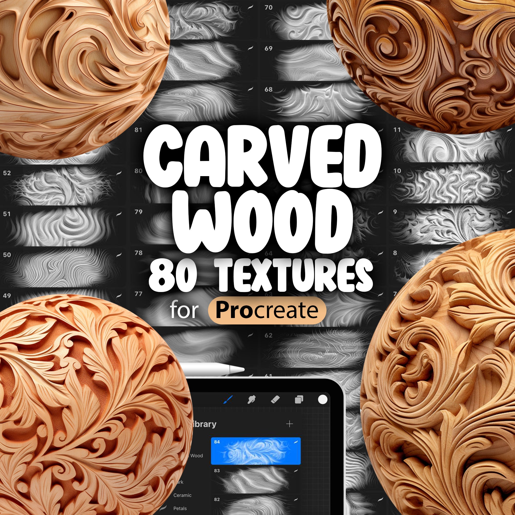80 Procreate Carved Wood Textures