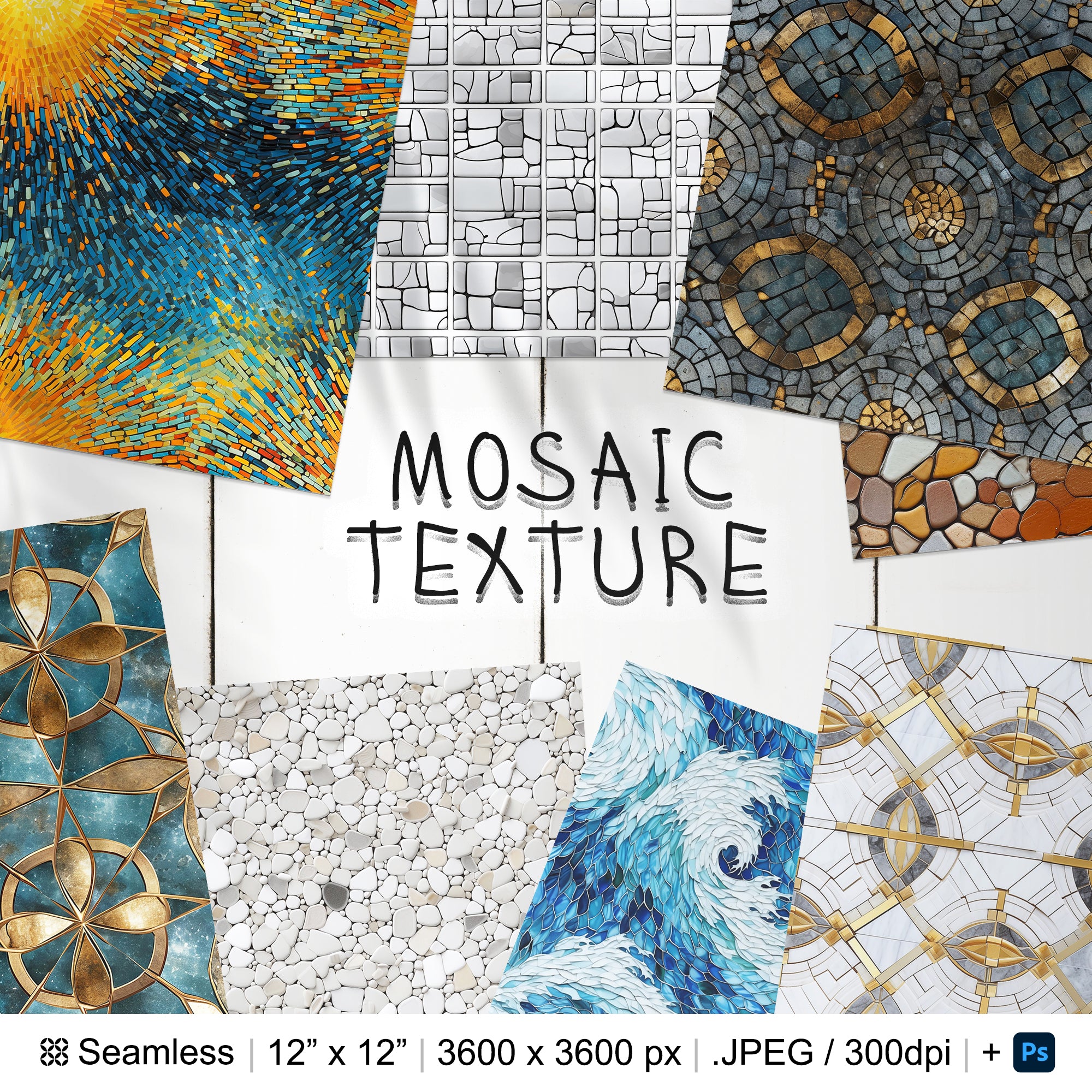 245 Mosaic Seamless Pattern | Digital Seamless Pattern Fresco | 3d Mural Digital Paper | Photoshop Mosaic Patterns | Patchwork Patterns