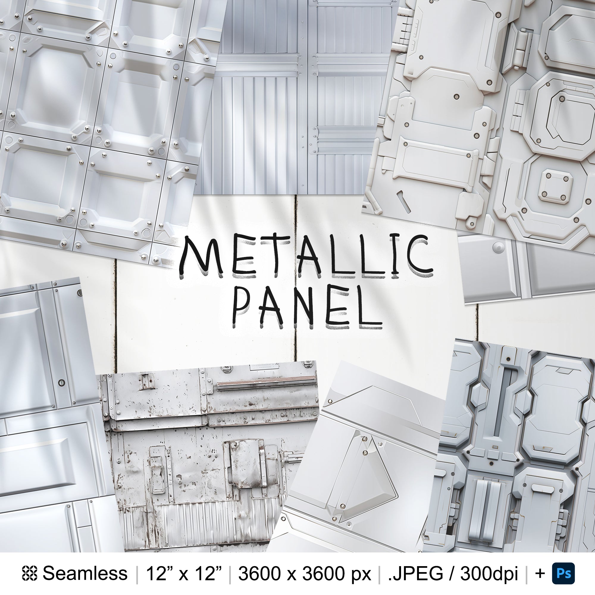 237 Metallic Panel Seamless Pattern | Digital Seamless Metallic Tiles | 3d Metallic Panel Digital Paper | Photoshop Patterns Metal Effects