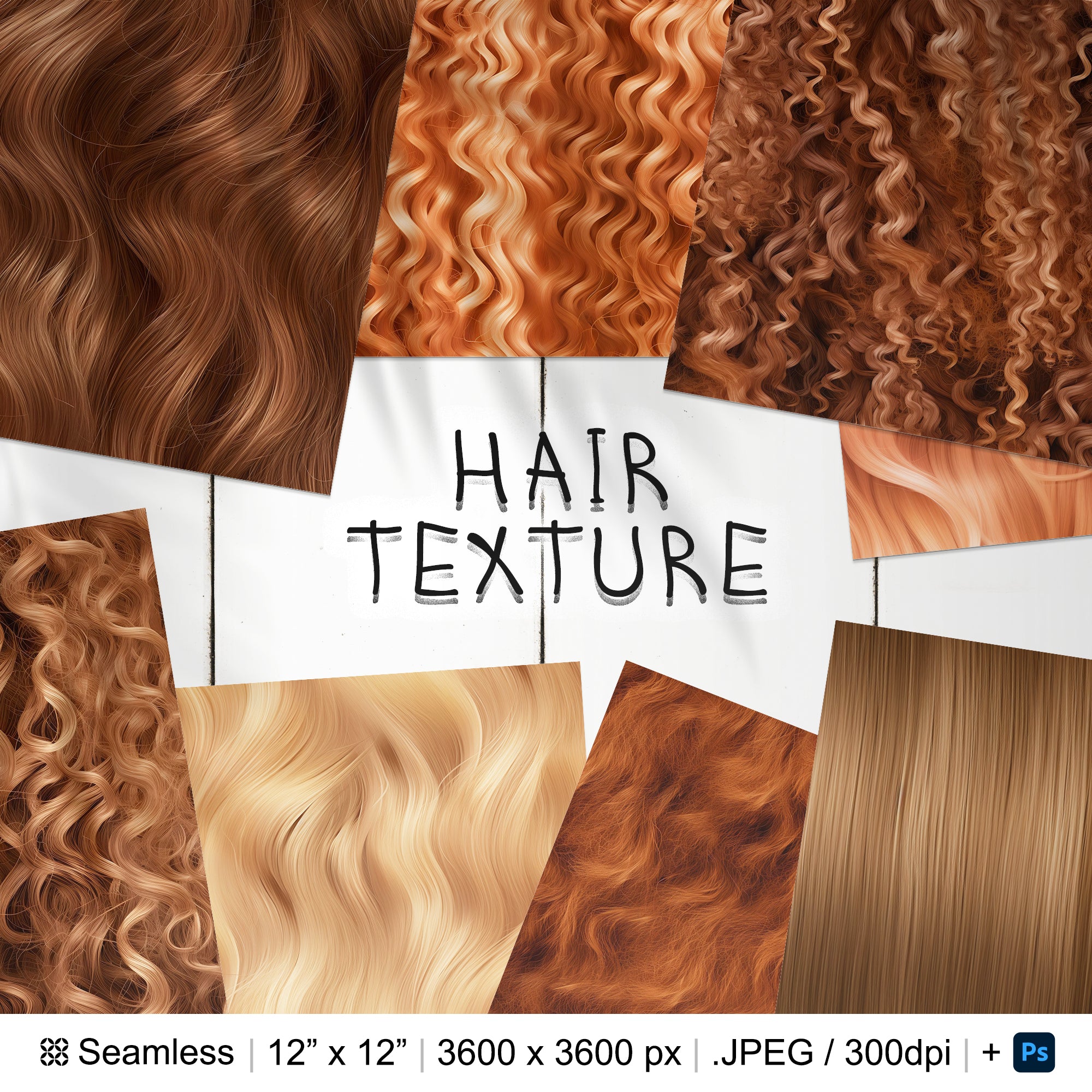 149 Hair Seamless Pattern | Digital Seamless Pattern Wavy Hair | 3d Hair Digital Paper | Photoshop Straight Hair | Curly Hair Patterns