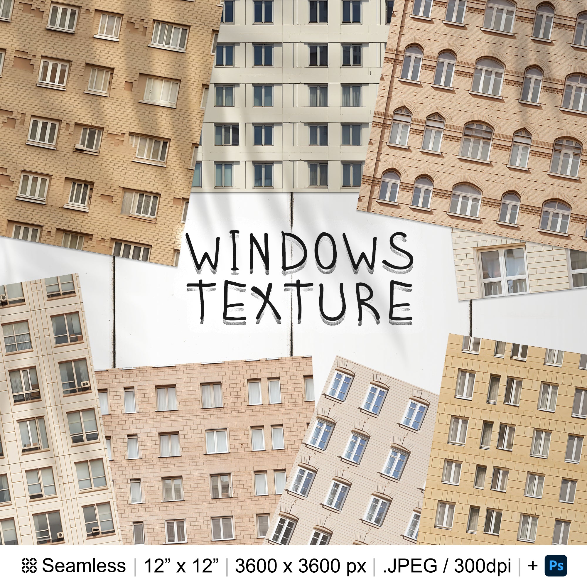 143 Windows Seamless Pattern | Digital Seamless Pattern Building Facade | 3d Windows Digital Paper | Photoshop Window | Architecture Pattern