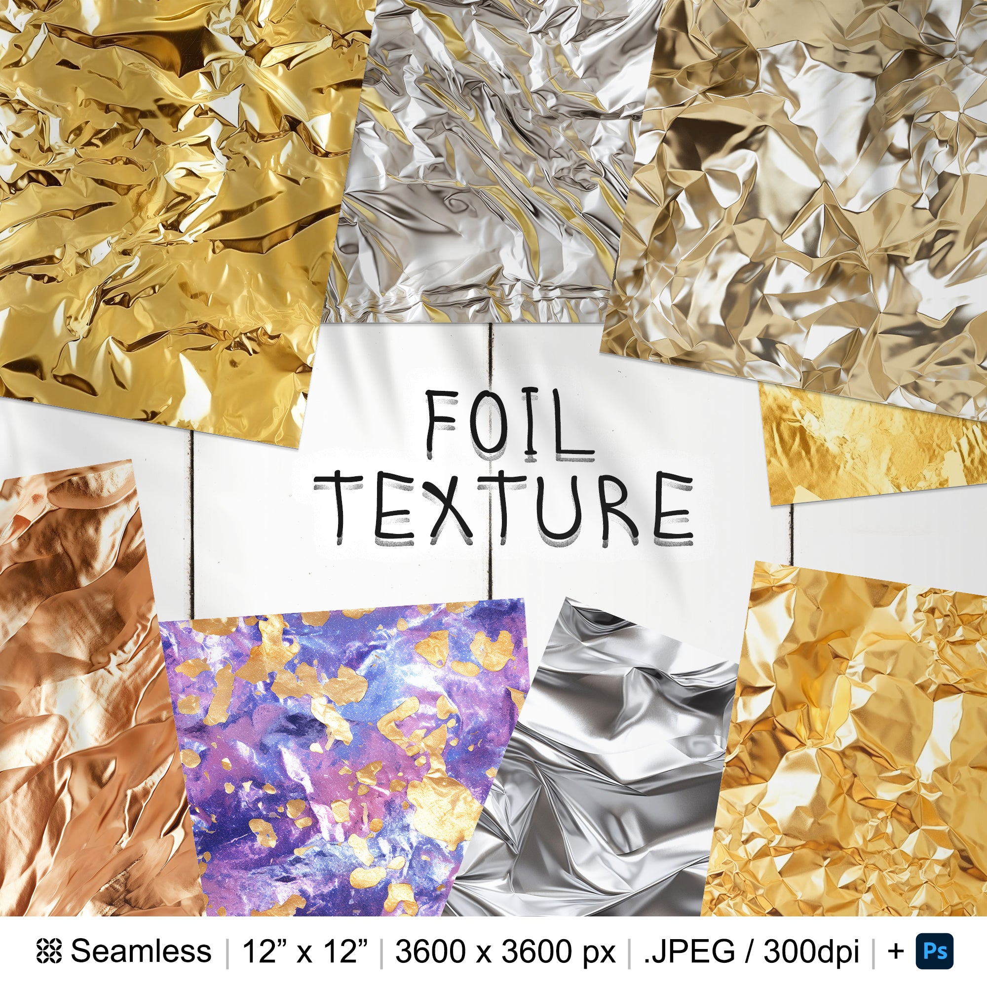 146 Foil Seamless Pattern Background | Digital Seamless Pattern Metal Foil | 3d Foil Digital Paper | Photoshop Foil Patterns | Foil Texture