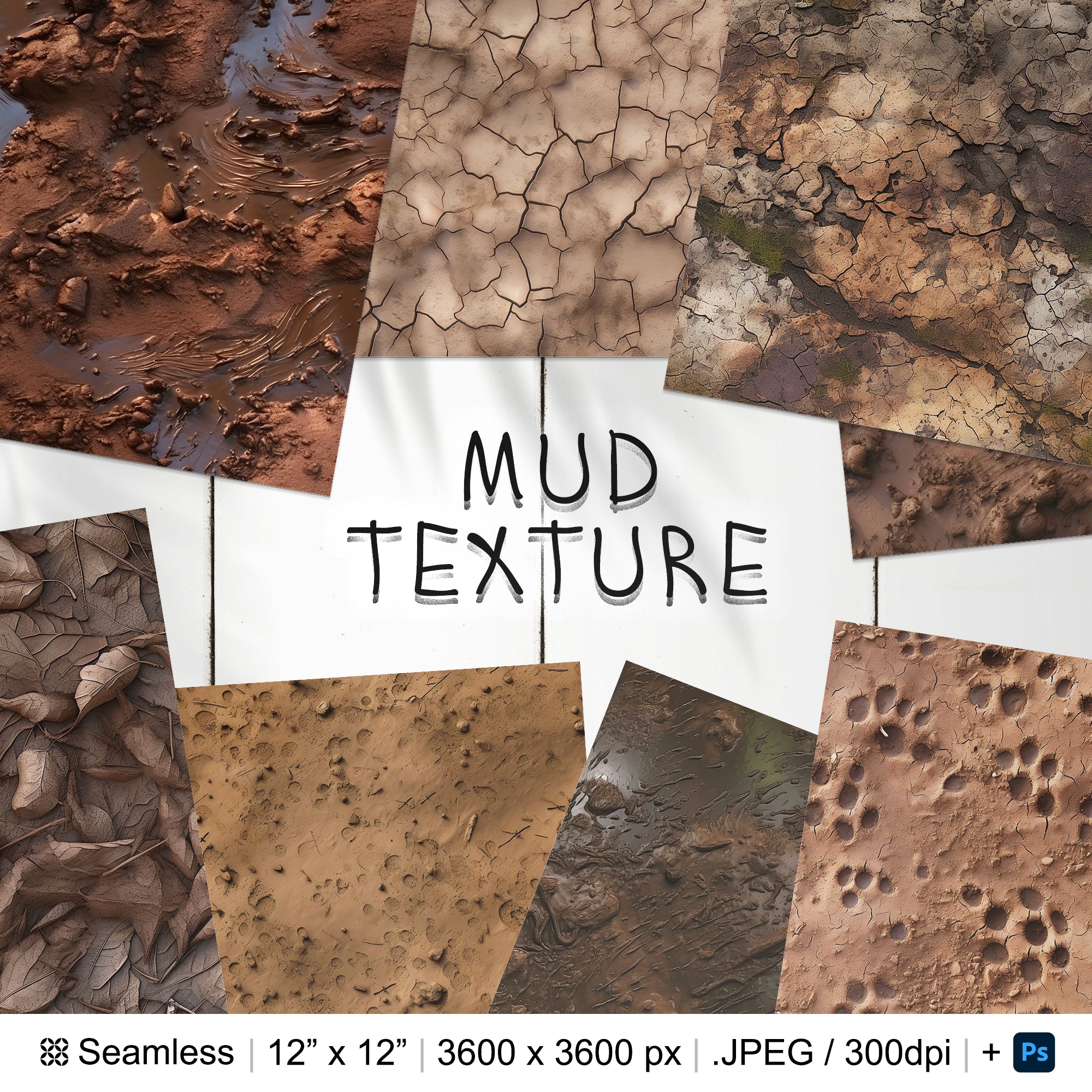 205 Mud Seamless Pattern Background | Digital Seamless Pattern Glossy Wet Mud | 3d Mud Digital Paper | Photoshop Dusty Mud Surface Patterns