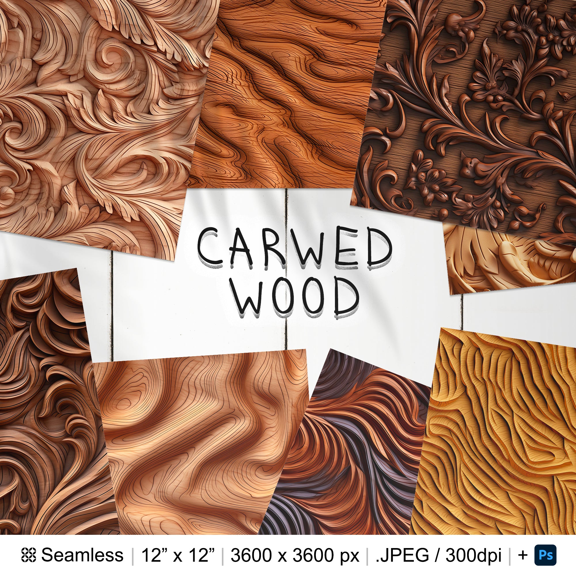 84 Carved Wood Seamless Pattern | Digital Seamless Pattern Rustic Carved Wood | 3d Carved Wood Digital Paper | Photoshop Wooden Patterns