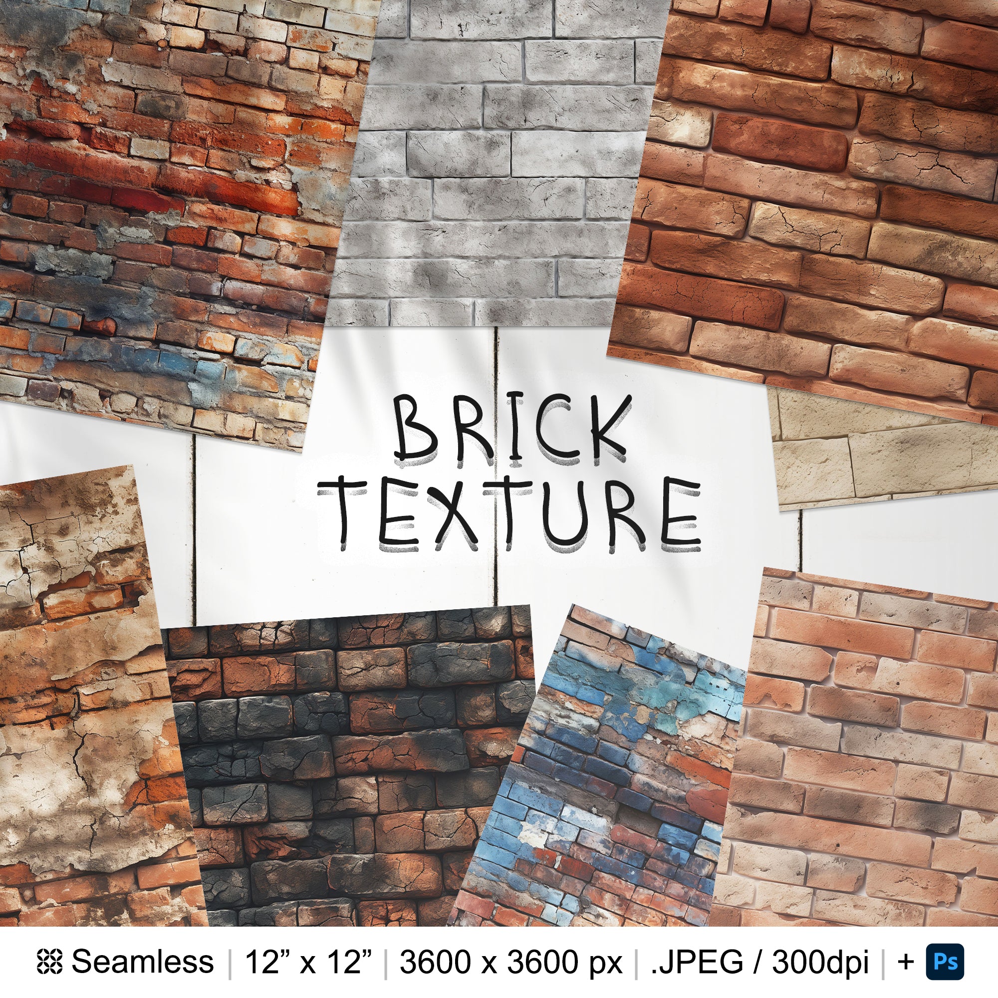 91 Brick Seamless Pattern | Digital Seamless Pattern Brick Block | 3d Brick Digital Paper | Photoshop Brick Patterns