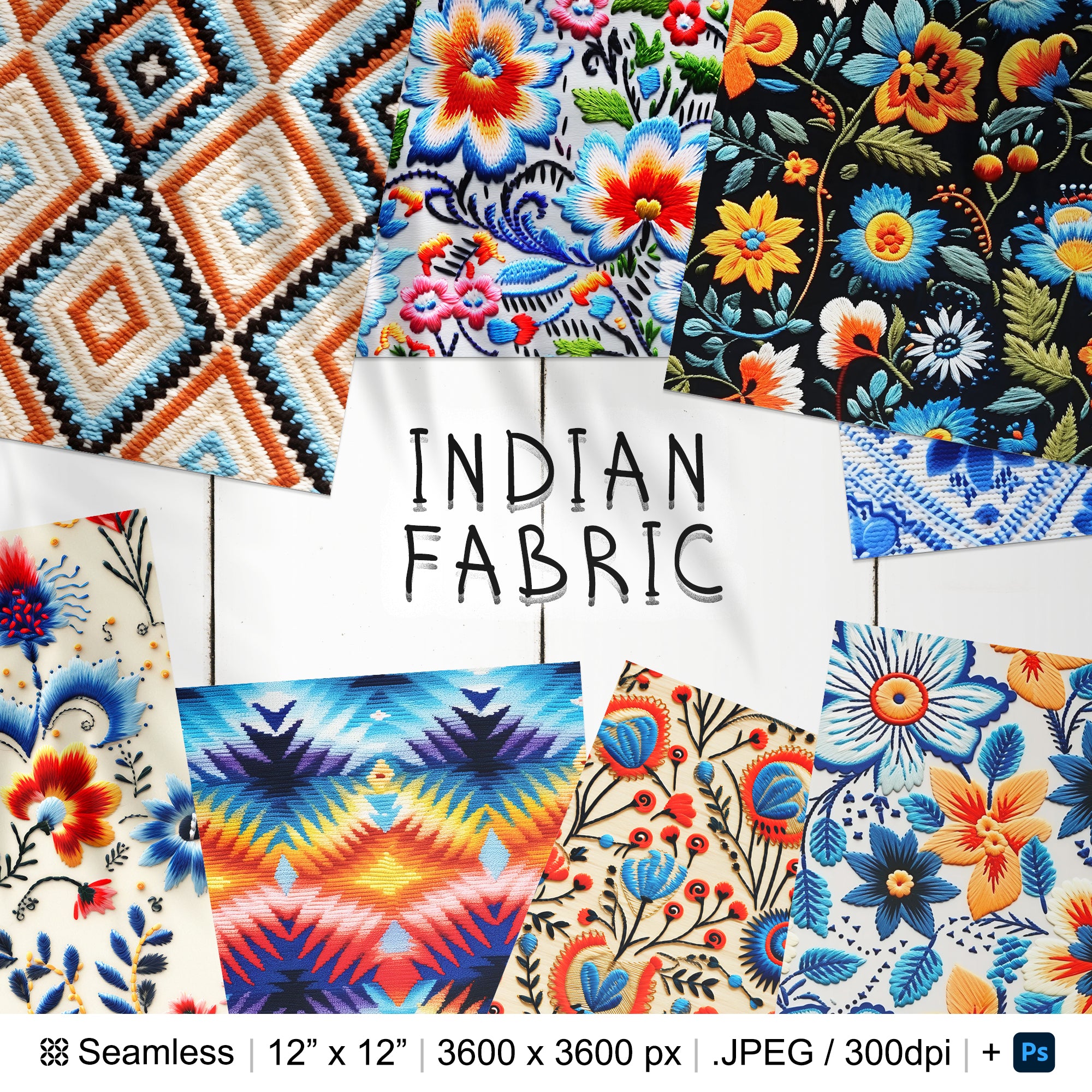 135 Indian Fabric Seamless Pattern | Digital Seamless Pattern Traditional Indian Embroidery | 3d Digital Paper | Photoshop Indian Pattern