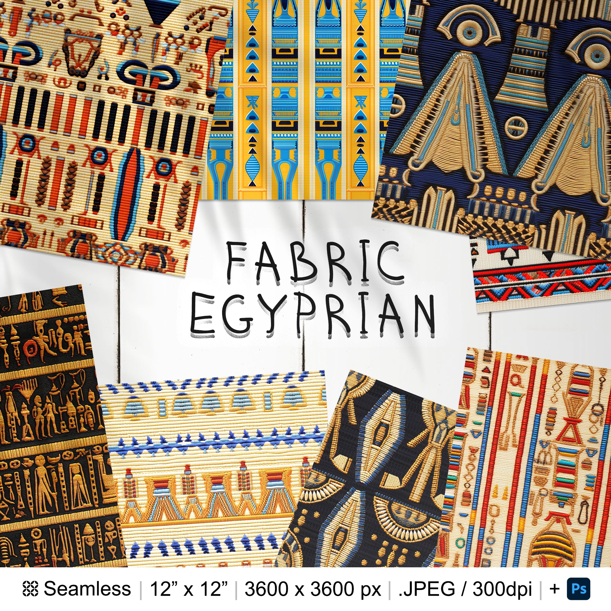 135 Egyptian Fabric Seamless Pattern | Digital Seamless Pattern Ancient Egyptian Embroidery | 3d Digital Paper | Photoshop Egypt Pattern