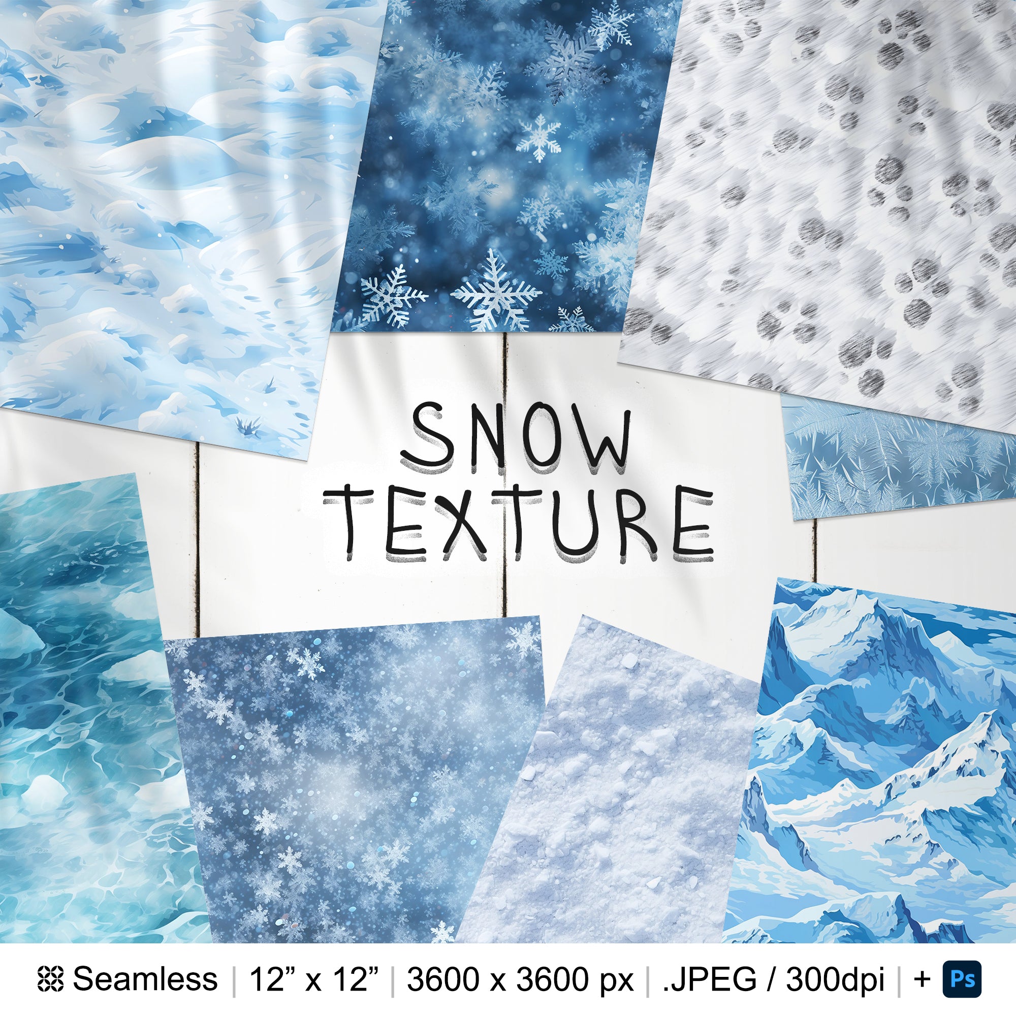 146 Snow Seamless Pattern | Winter Digital Seamless Pattern | 3d Snow Digital Paper | Photoshop Snowflakes | Photoshop Powdery Snow Patterns