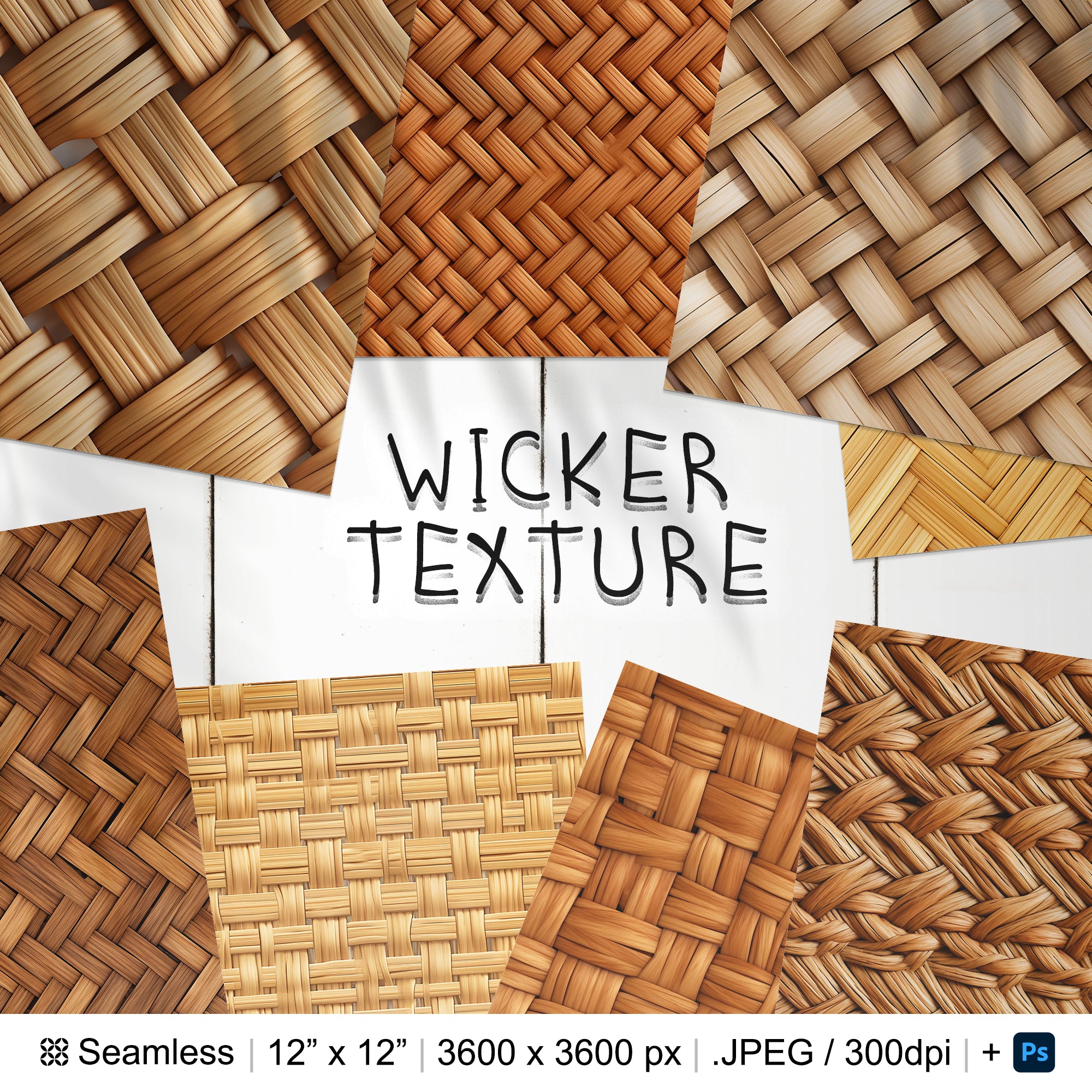 144 Wicker Seamless Pattern | Digital Seamless Pattern Natural Rattan Wicker | 3d Wicker Digital Paper | Photoshop Bamboo Wicker Patterns