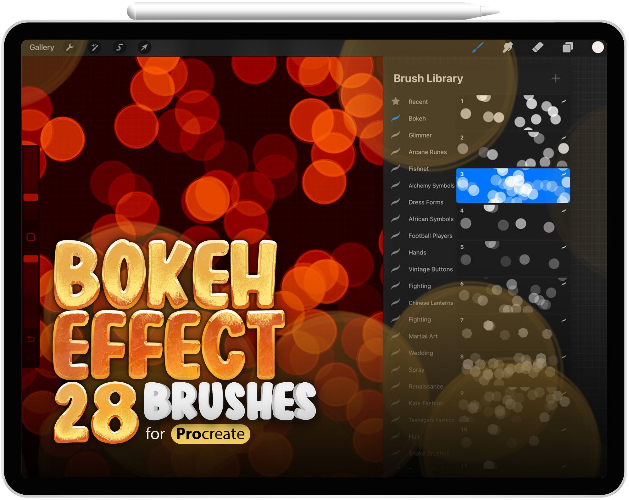 28 Procreate Bokeh Effect Brushes, Procreate  Blur Effect Stamp Brushes