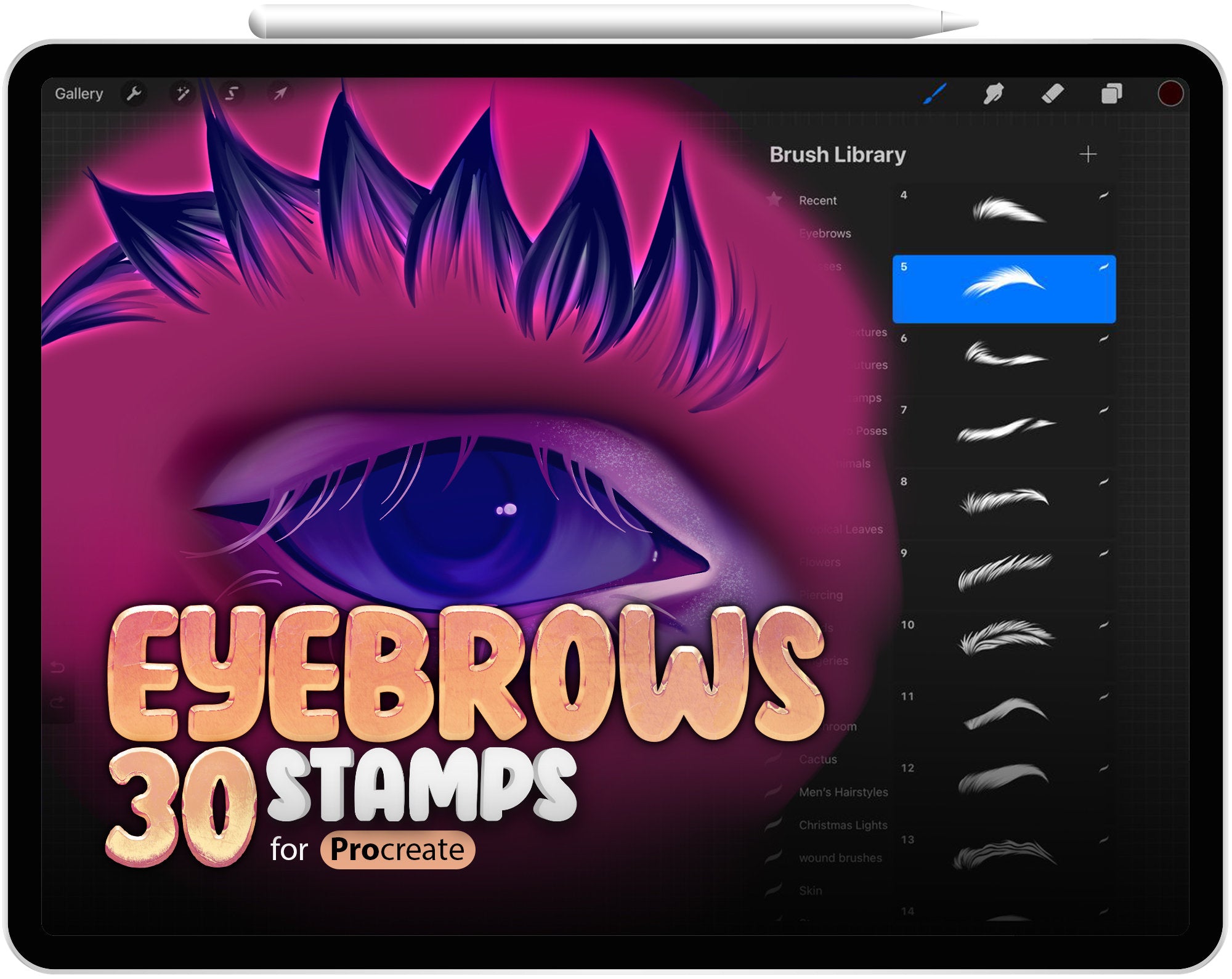 30 Eyebrows Brush for Procreate