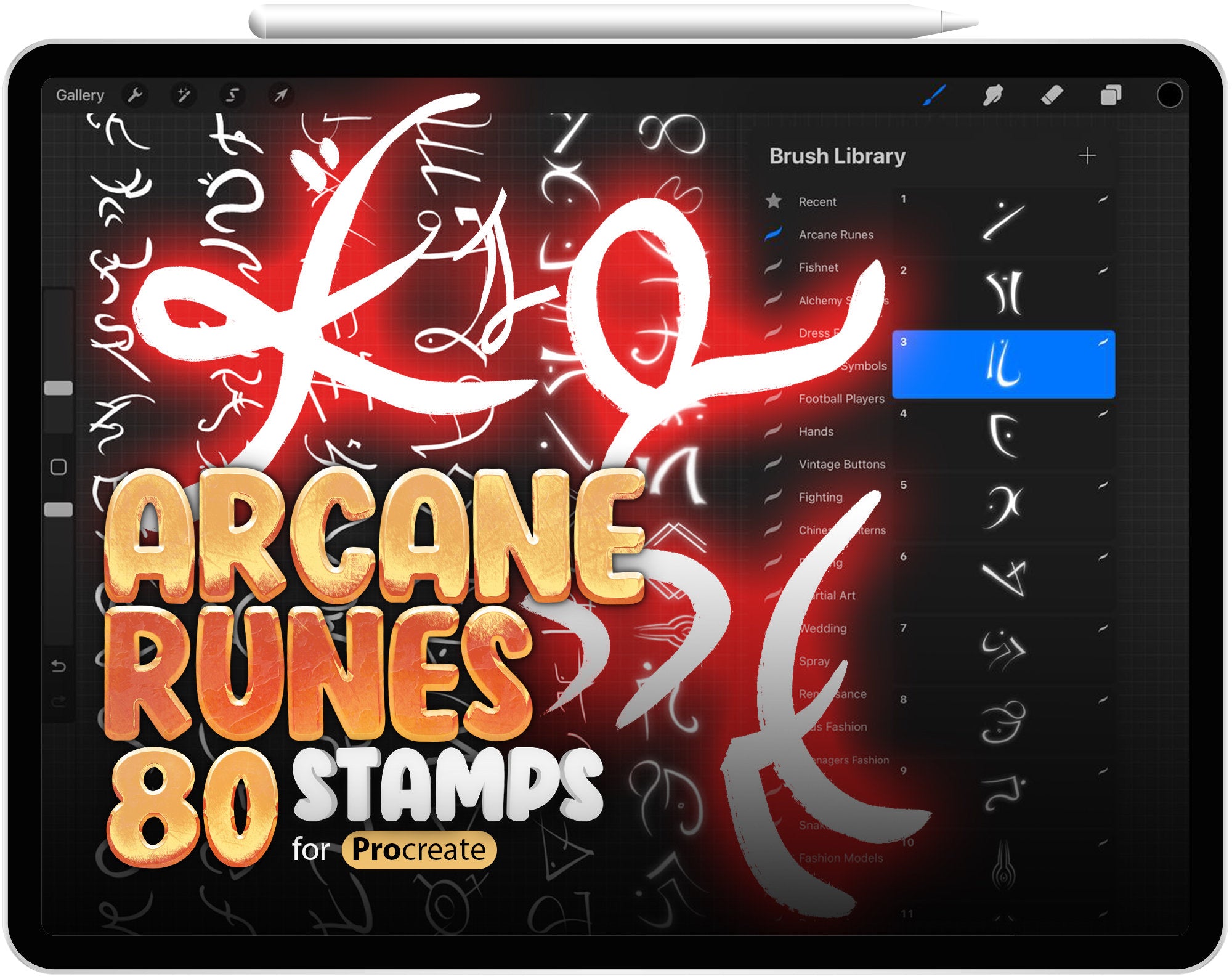 80 Procreate Arcane Runes Symbols Stamp Brushes, Runic Alphabets Stamp ...